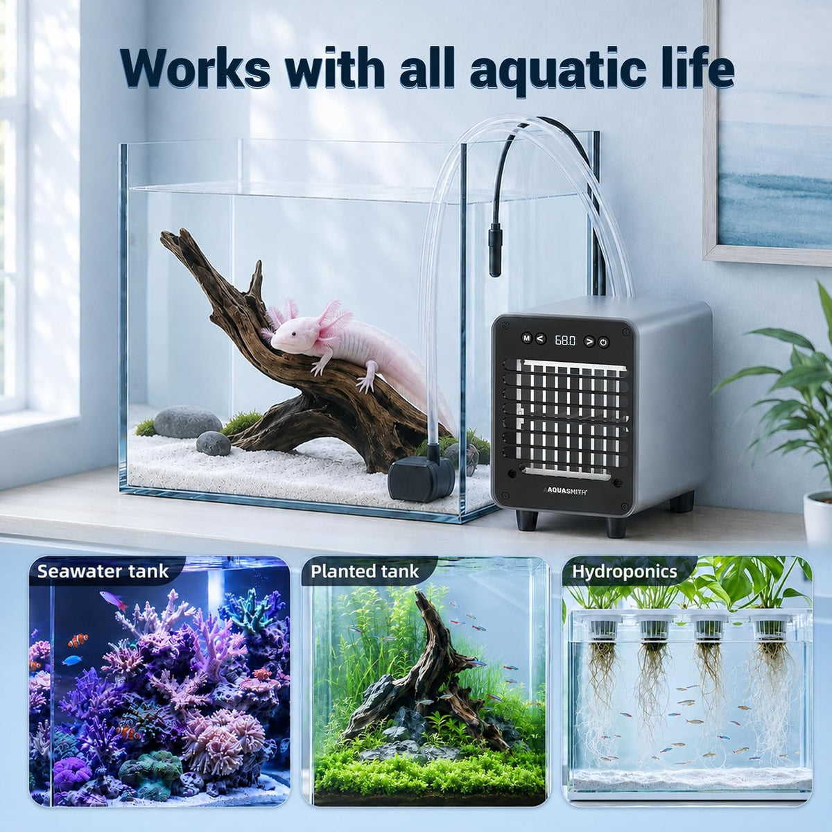 AQUASMITH Mini Aquarium Chiller Semiconductor Cooler & Heater