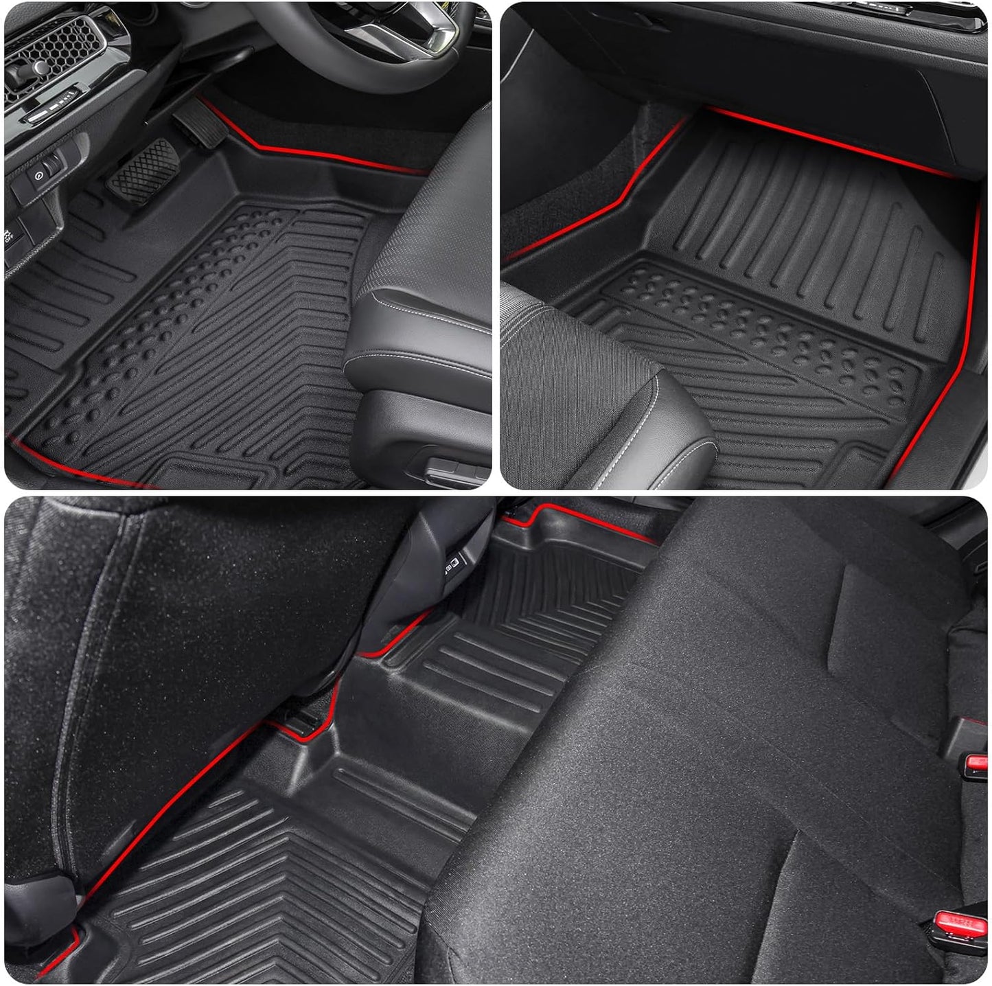 Floor Mats for Honda Civic 2022-2026 Sedan Hatchback Si | Include Sport, Not for Hybrid, with & w/o USB Port | 1st & 2nd Row, All Weather TPE Floor Mats for Acura Integra 23-25