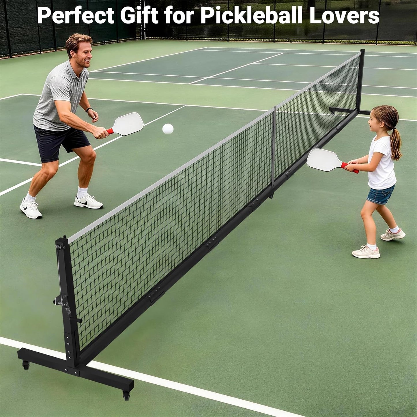Pro Pickleball Net - 22ft Tournament-Grade, Heavy Duty Steel Frame, 30-ply Sturdy Net, Hand Winch System, Universal Wheels, 600D Carrying Bag, Perfect for Indoor & Outdoor Use, Black/Yellow