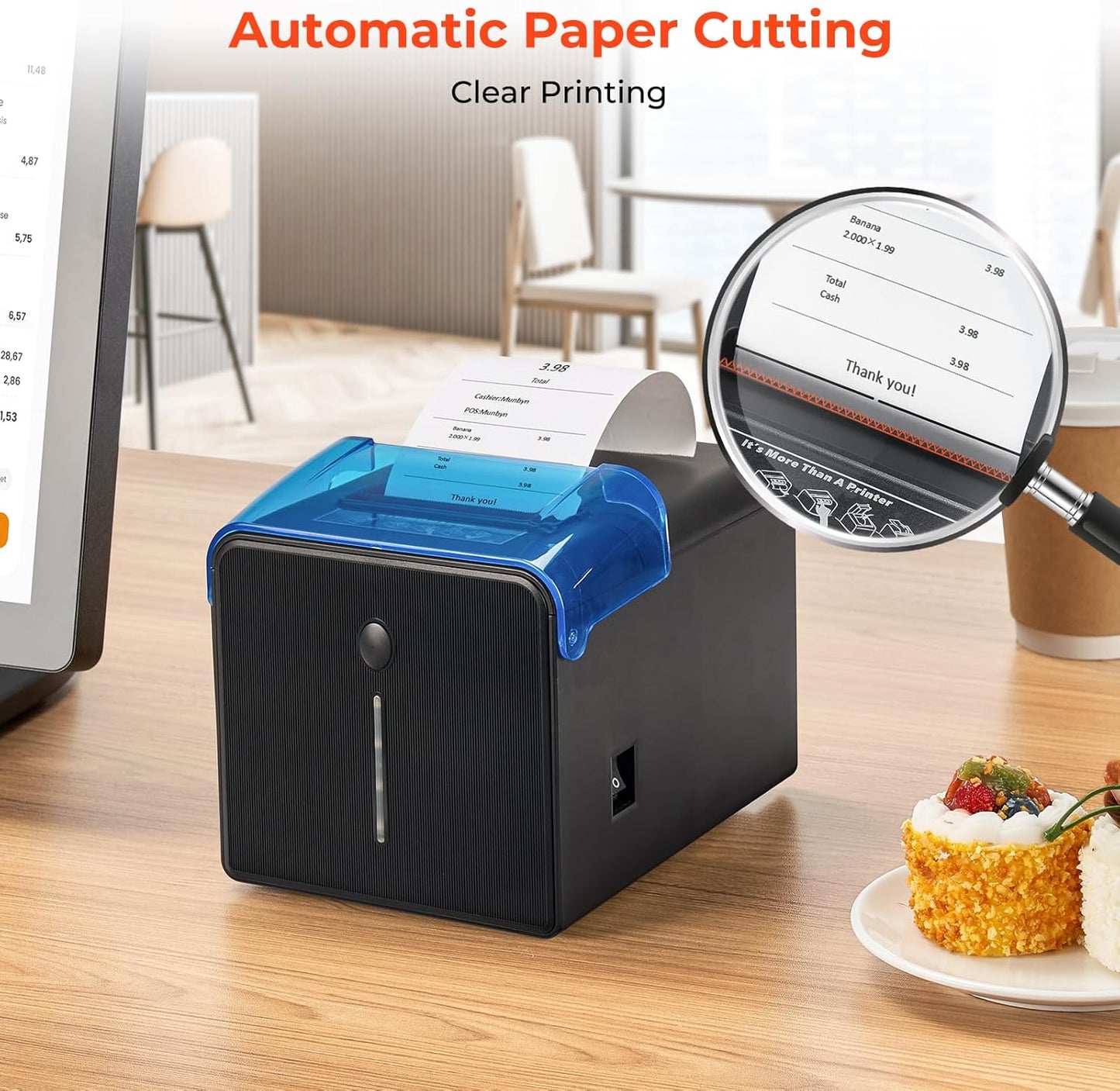MUNBYN Wi-Fi Thermal Receipt Printer 80mm POS Printer with USB/LAN/Serial Ports, Oil and Splash Resistant Cover Sound Alert Wall Mount, Works with
