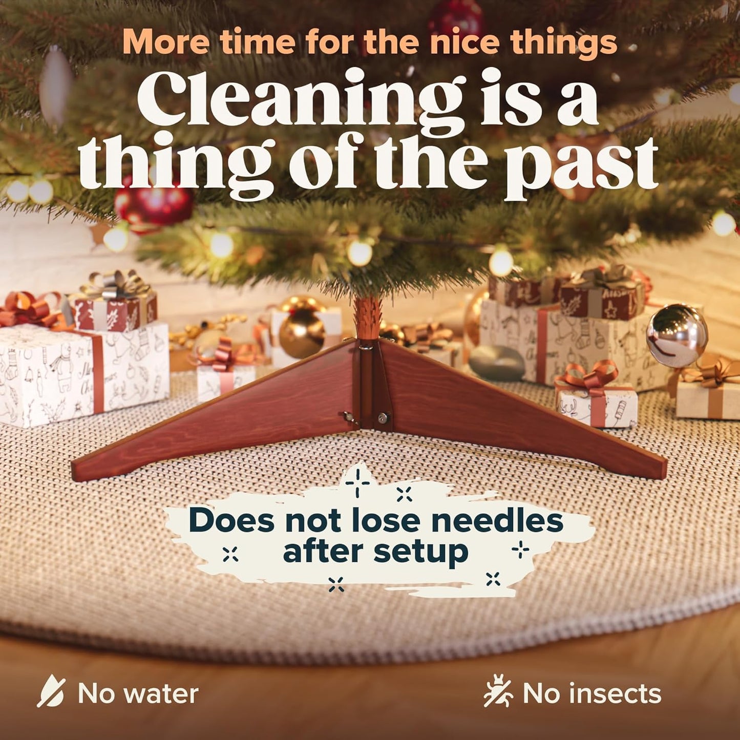 Artificial Christmas Tree 4ft - Premium Realistic Artificial Christmas Tree Looks Real Wooden Stand and Storage Bag - Xmas Tree - Artificial