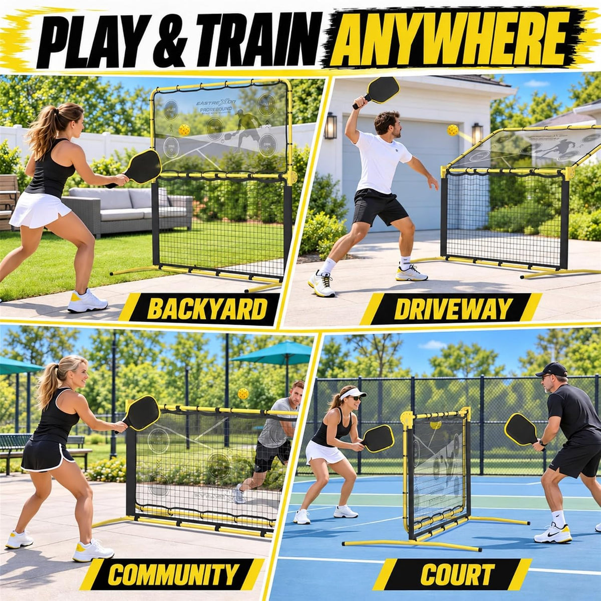 3-in-1 Pickleball Rebounder, Pickleball Trainer for Solo Practice 5.5x6 FT