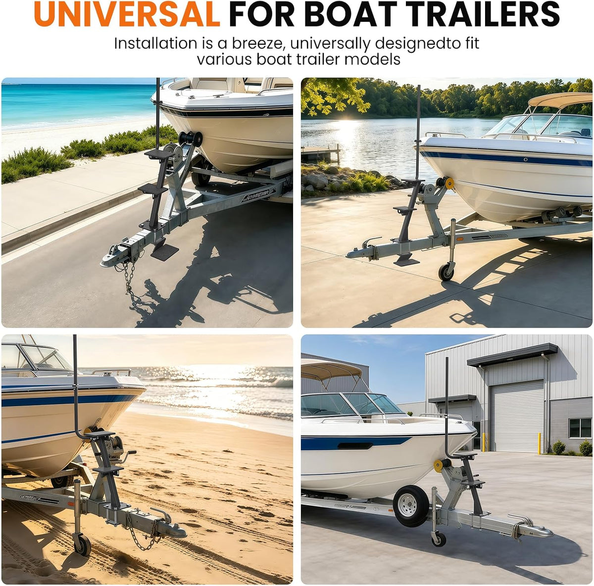 Heavy Duty Boat Trailer Steps, Fits 3"x3", 4"x4" & 3"x5", 880 lb Capacity Front-mounted Boat Trailer Steps 1