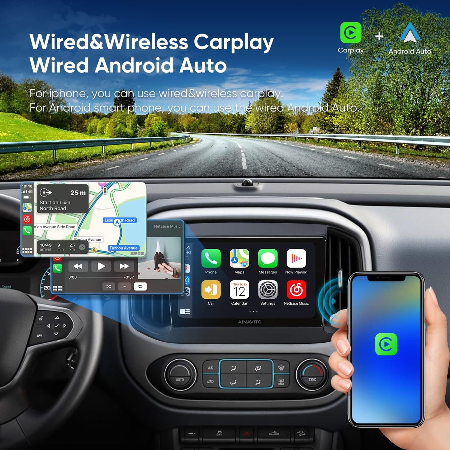 9 Inch Airplay Android 12 Car Stereo Radio for Chevy Colorado GMC Canyon 2015-2018