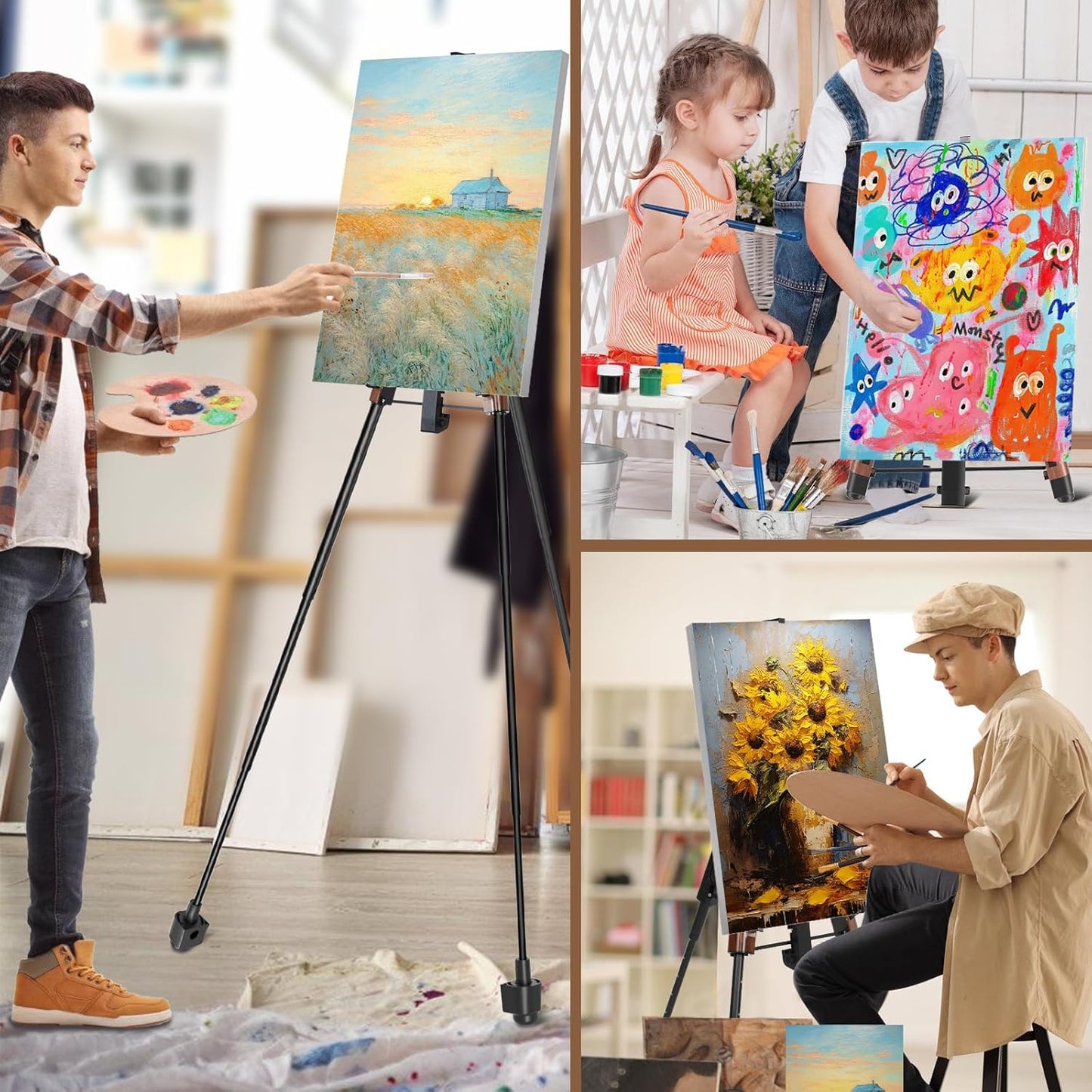 Easel Stand,Easel for Painting,Easel Stand for Sign Adjustable Height from 17.7"to 58.3" with Carrying Bag and Phon