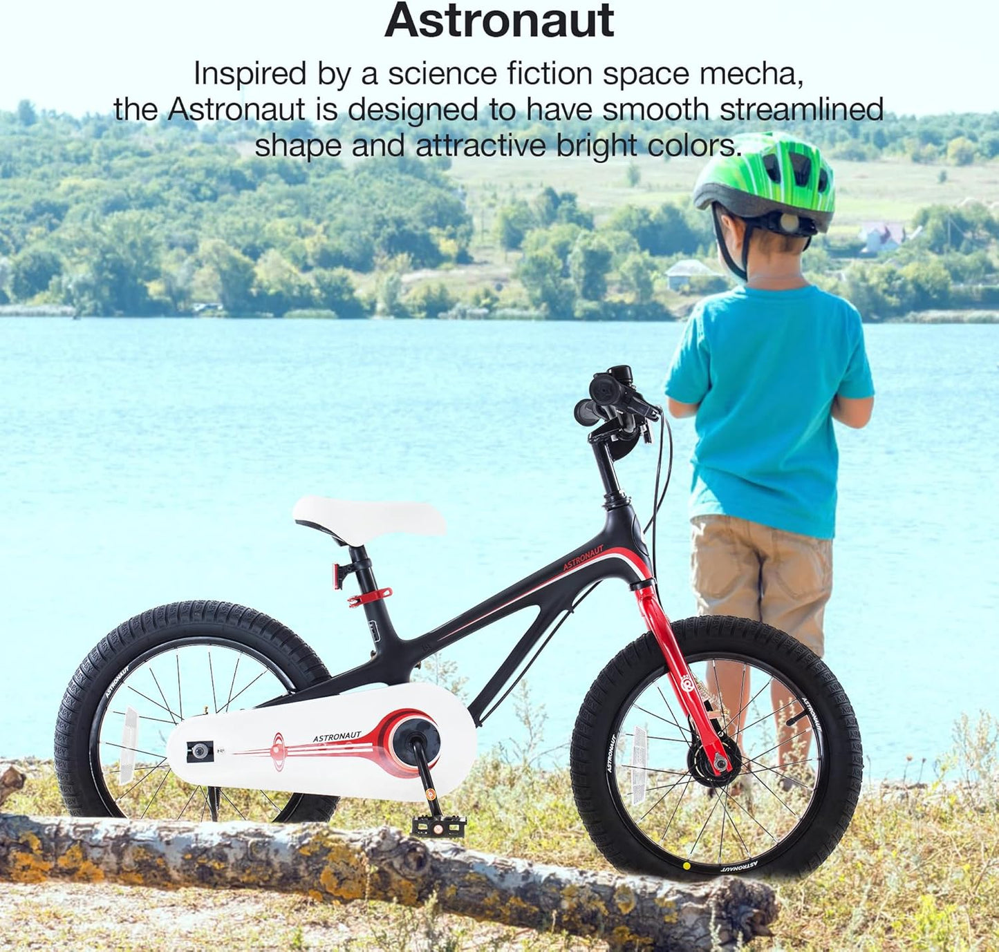 Kids Bike Lightweight Magnesium Alloy Childrens Bicycle (18 Inch With Kickstand, Hand Brakes, Black)