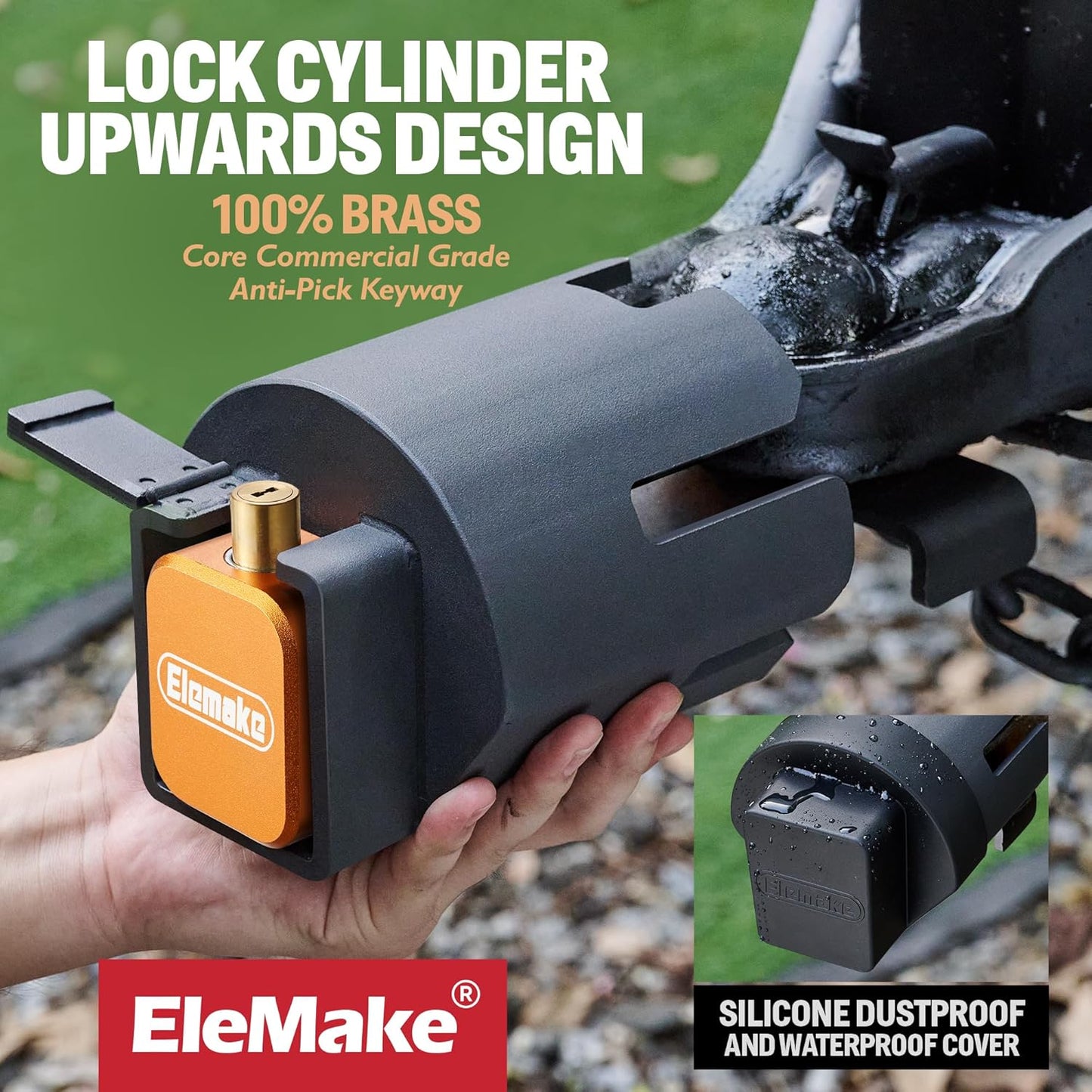 Upgraded Trailer Coupler Lock Fits 2" and 2-5/16" Couplers, Heavy Duty Trailer Hitch Lock with Weatherproof Silicone Cover, Anti Theft