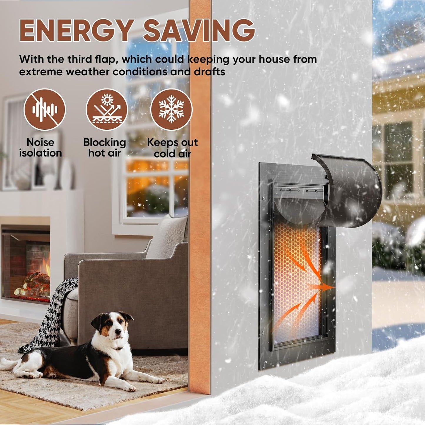 3 Flap Doggy Door, All Aluminum Alloy Dog Door for Wall, Medium Doggie Door Heavy Duty