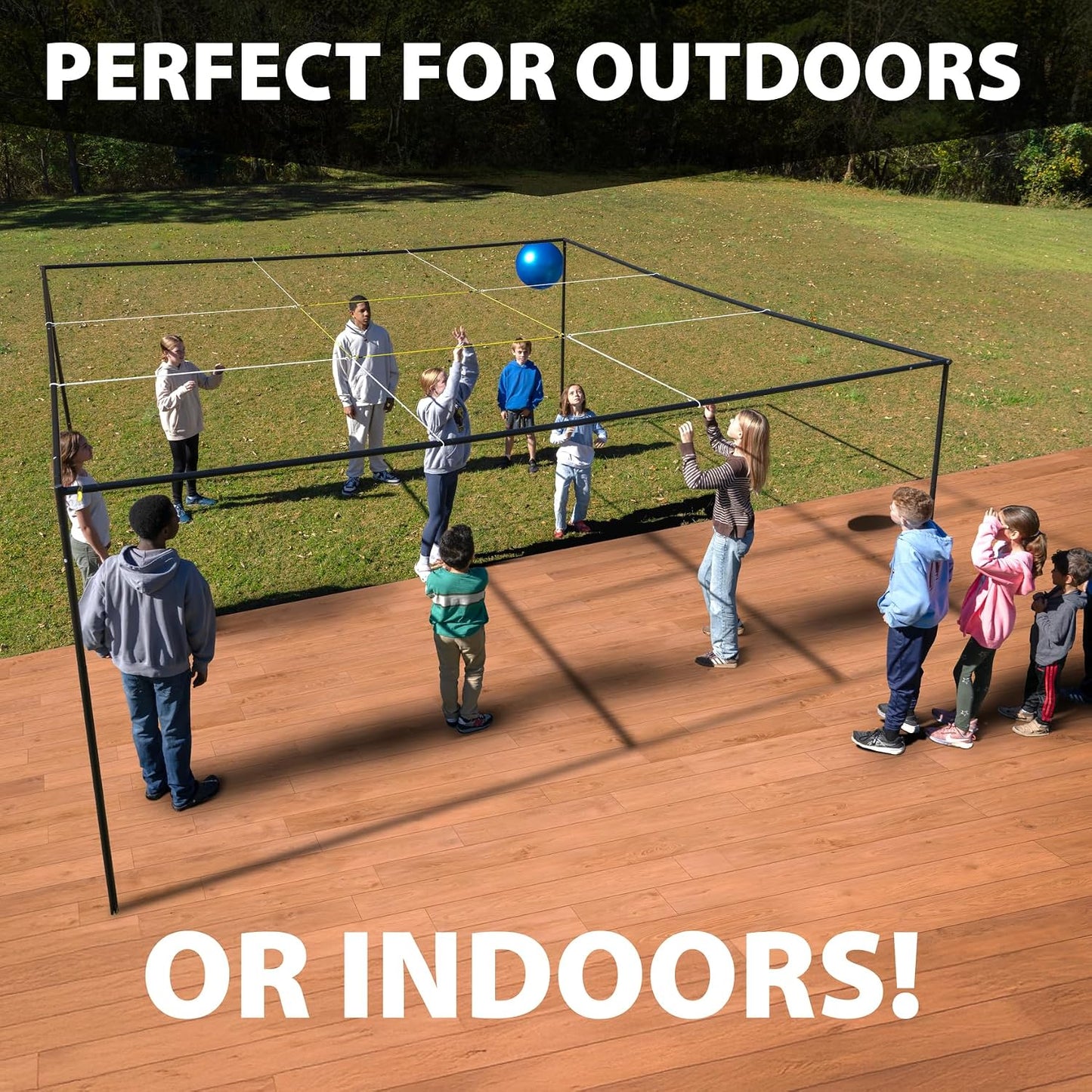 Anything Sports 9-Frame Volleyball Giant Outdoor Grid Game Set | Backyard & Lawn Use, Kids, Teens & Adults, Giant Size, Yard Game, 9-Frame Design