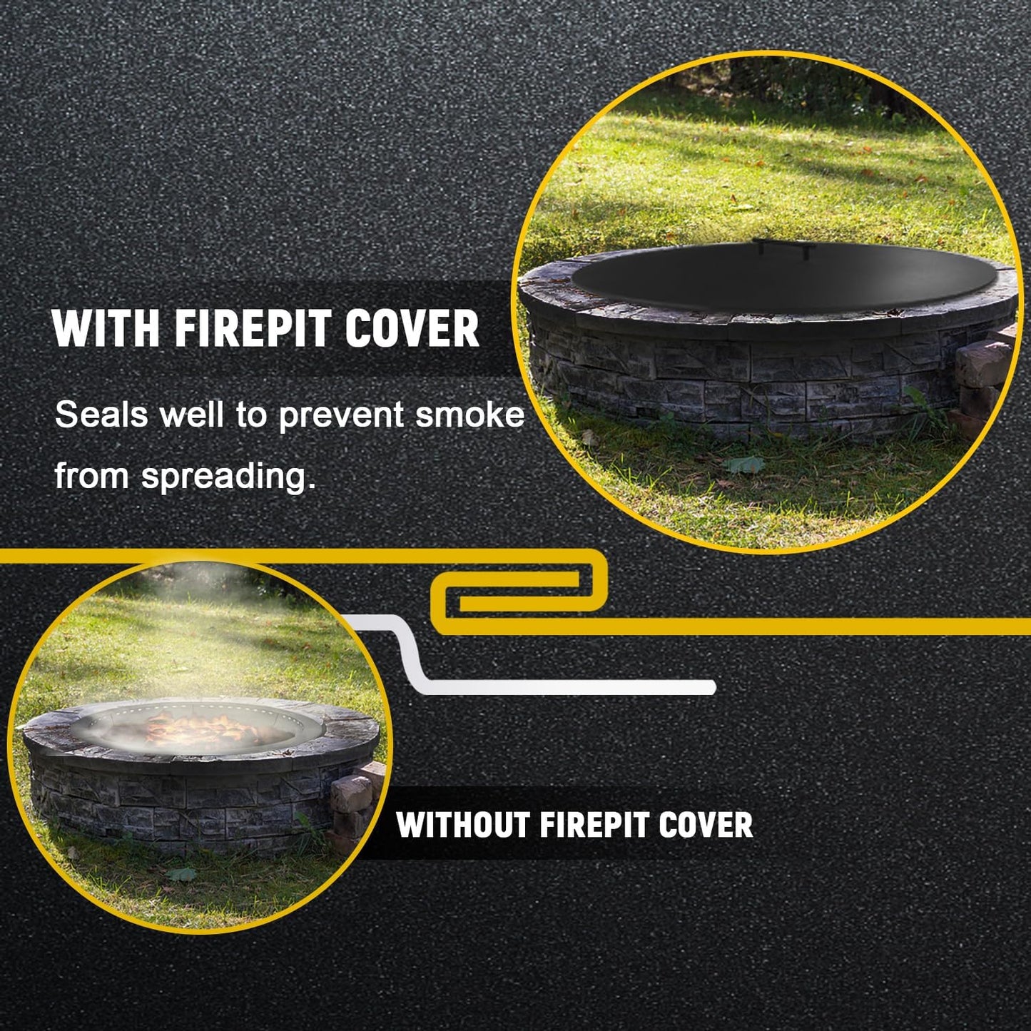 34' Fire Pit Lid/Cover, Round Heat Resistant Flat Burner Pan Cover NOTE: this cover is a bit warped, but still useable. Item already discounted