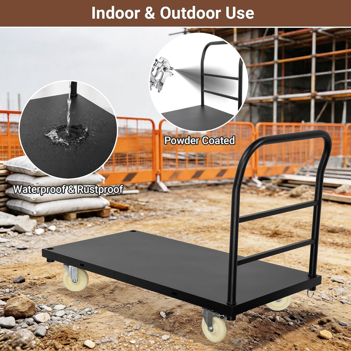 2000 LBS Heavy Duty Platform Truck, 48" x 24" Flatbed Cart 48"x24"x33.5"