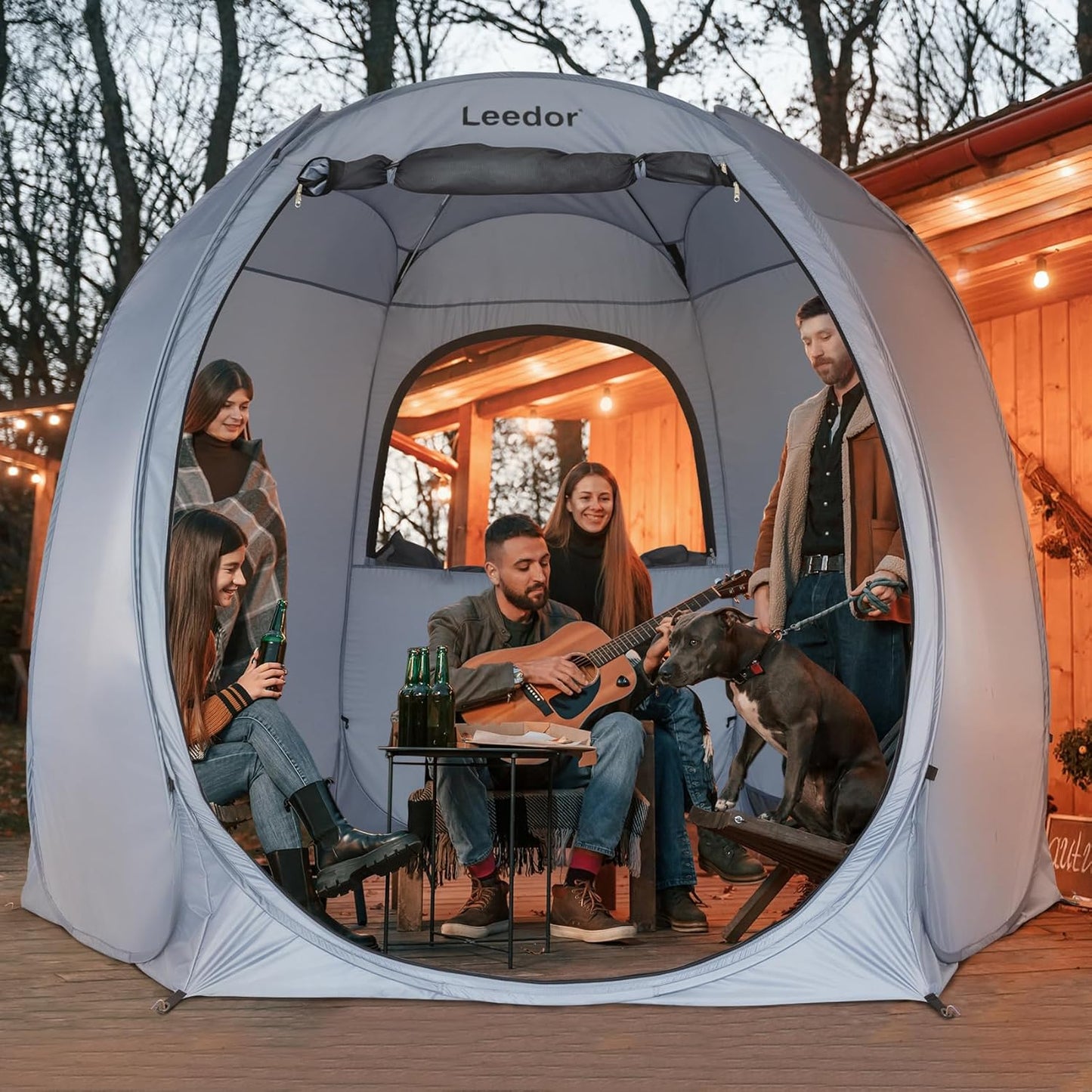 Leedor 10' x 10' Decoration Tent Event Tent Pop Up Outdoor Tent Canopy for Parties, Four Season Tent Hexagon Patio Tent, UPF 50+ Backyard Family