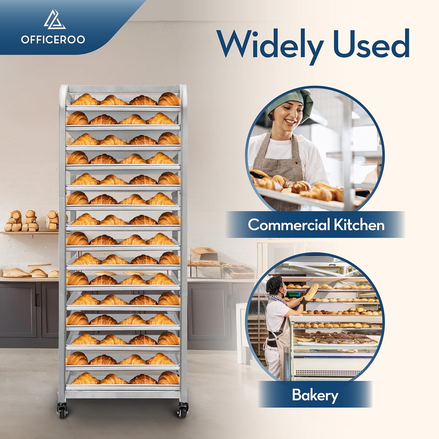 Bakery Bun Pan Speed Rack - Half Sheet Only, 15 Tiers Bakery Cart & Drying Rack on Wheels - Speedrack