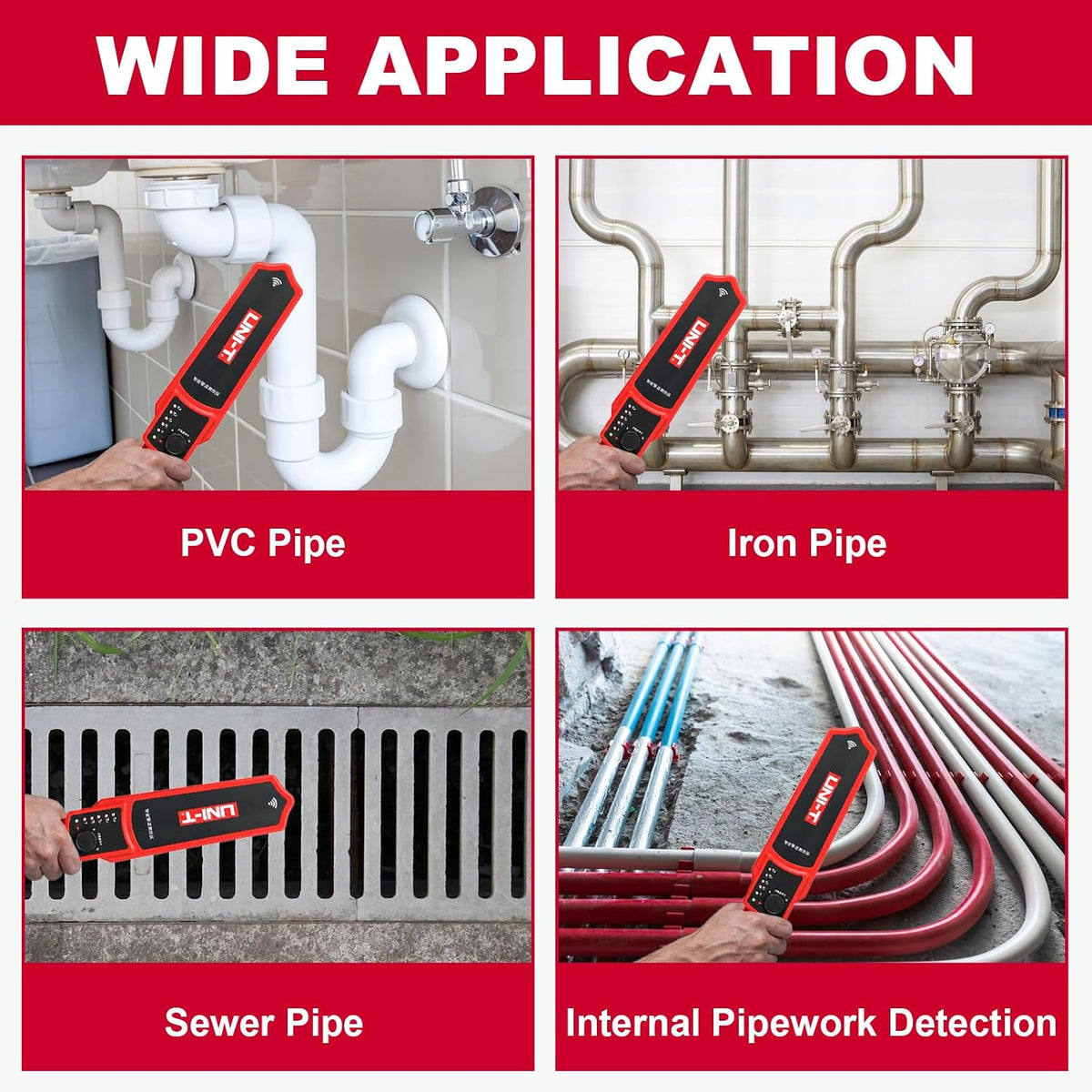 UNI-T Pipe Blockage Detector 115ft Clog Locator for PVC & Metal Water Pipes