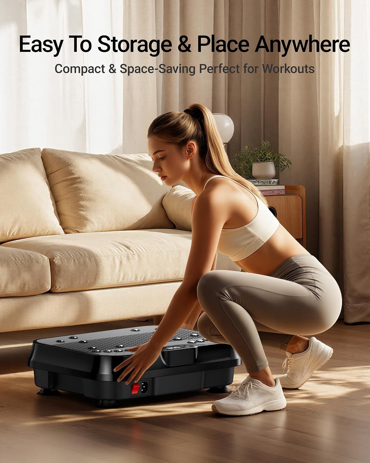 CURSOR 250-Level Vibration Platform with Bands & 350lb Cap, Quiet Home Gym | Lymphatic Drainage & Weight Loss Shaker, Quiet Full-Body Home Gym with Resistance Bands, 350lb Capacity for Men/Women/Office Pure-Black