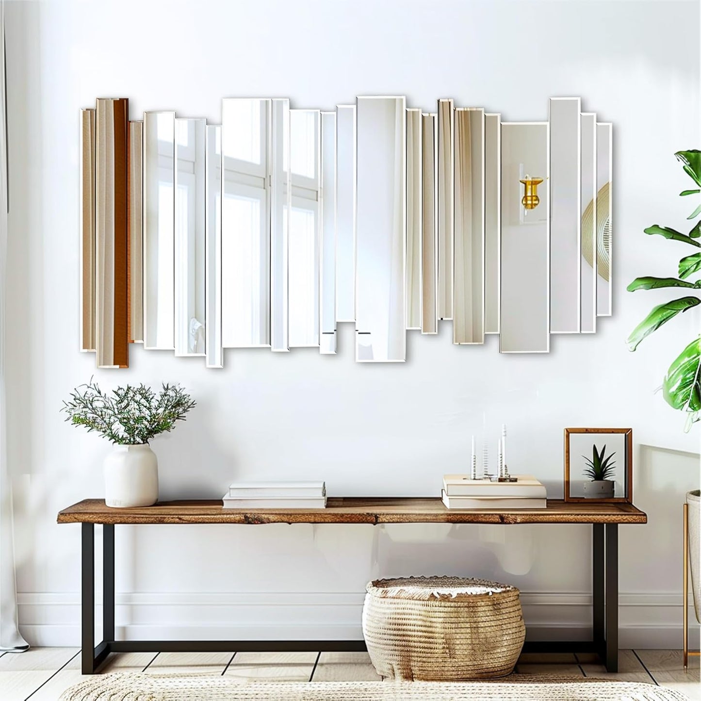 Royxen Mirror Wall Art 48" x 25", Large Decorative Mirror, Unique Mirroros for Wall Decor, Designer Mirrors for Wall
