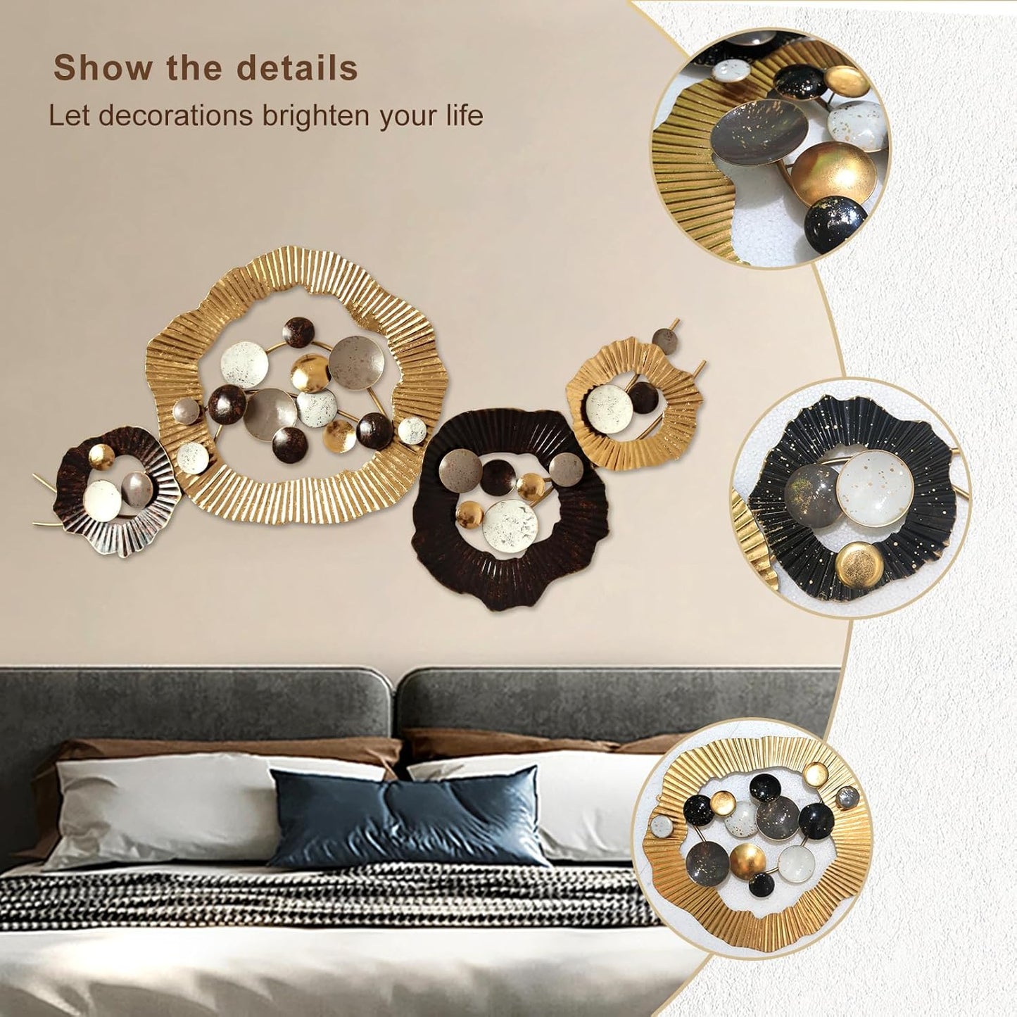 Wall Art Metal Wall Sculptures Wall Decor Modern black white Petal Abstract Minimalist Wall Art Rustic Nature Wall Decor Large Size 52' 29' For