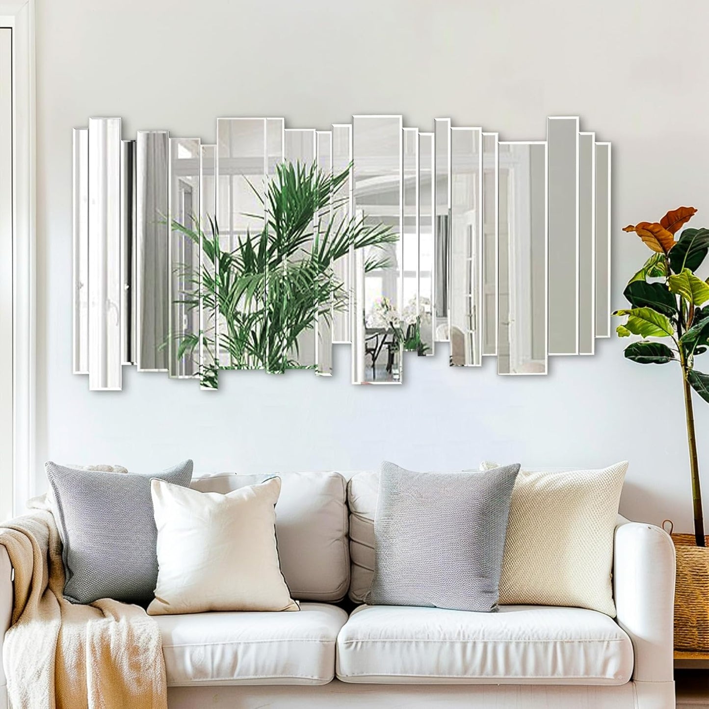 Royxen Mirror Wall Art 48" x 25", Large Decorative Mirror, Unique Mirroros for Wall Decor, Designer Mirrors for Wall