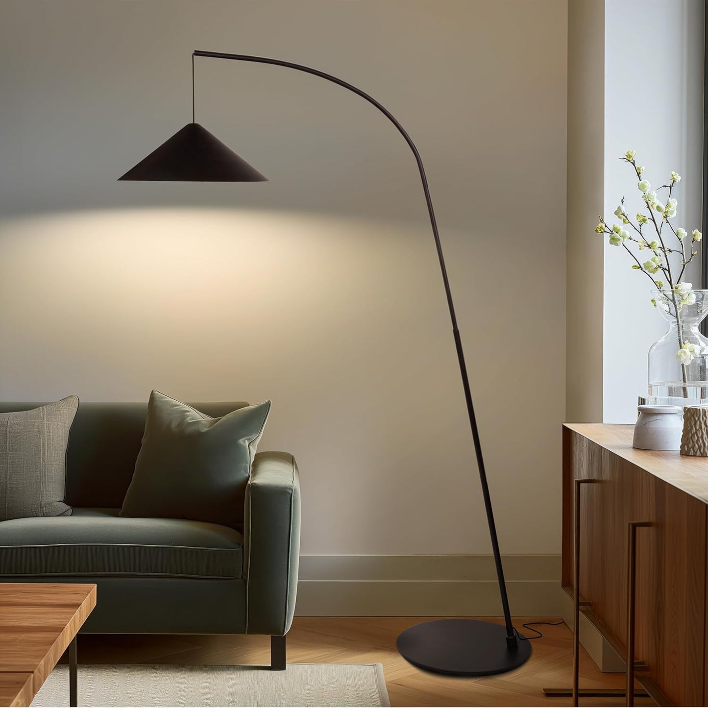 Tall Arc Floor Lamp for Living Room, Bedroom, Office Bright, Dimmable LED Reading Light with Modern Design
