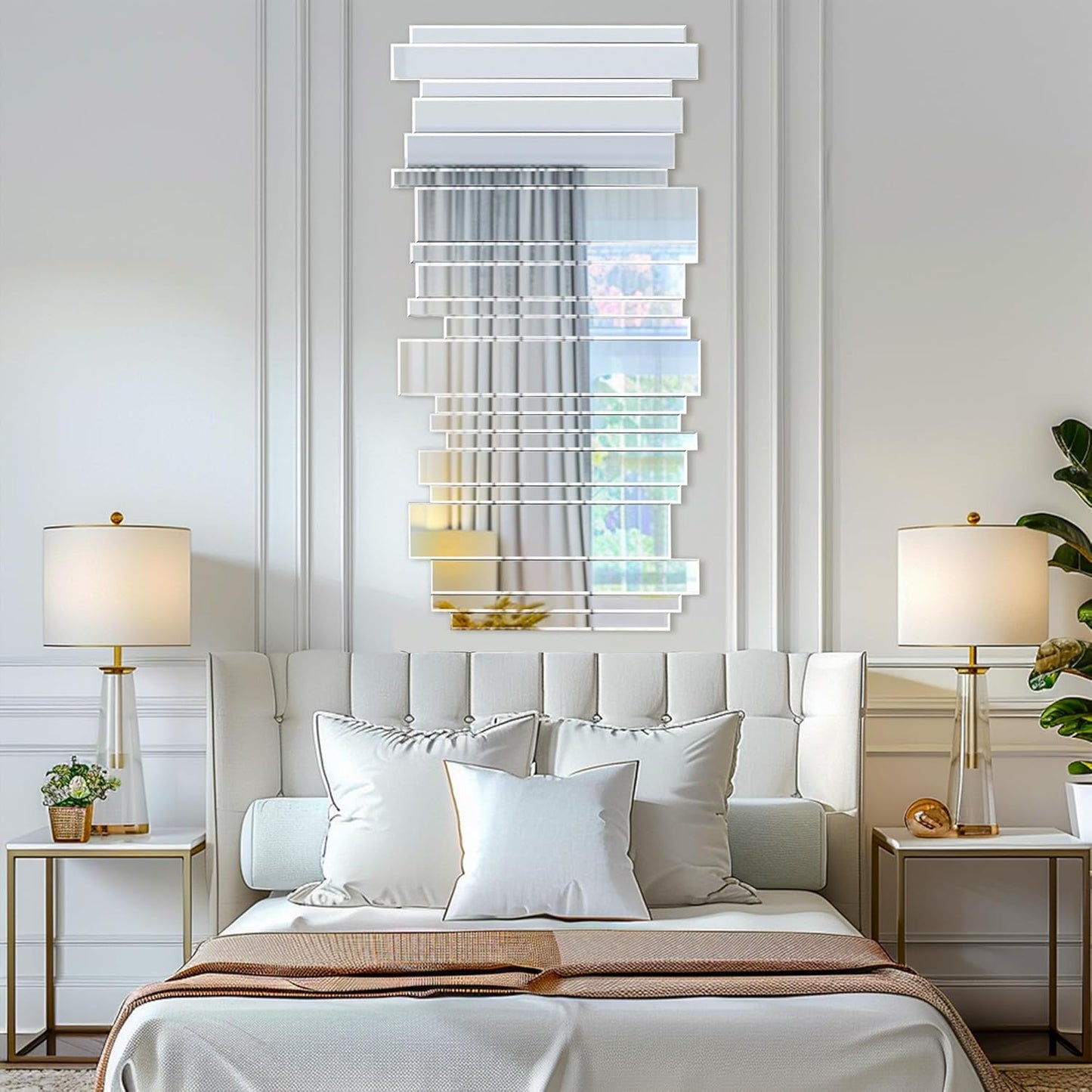 Royxen Mirror Wall Art 48" x 25", Large Decorative Mirror, Unique Mirroros for Wall Decor, Designer Mirrors for Wall