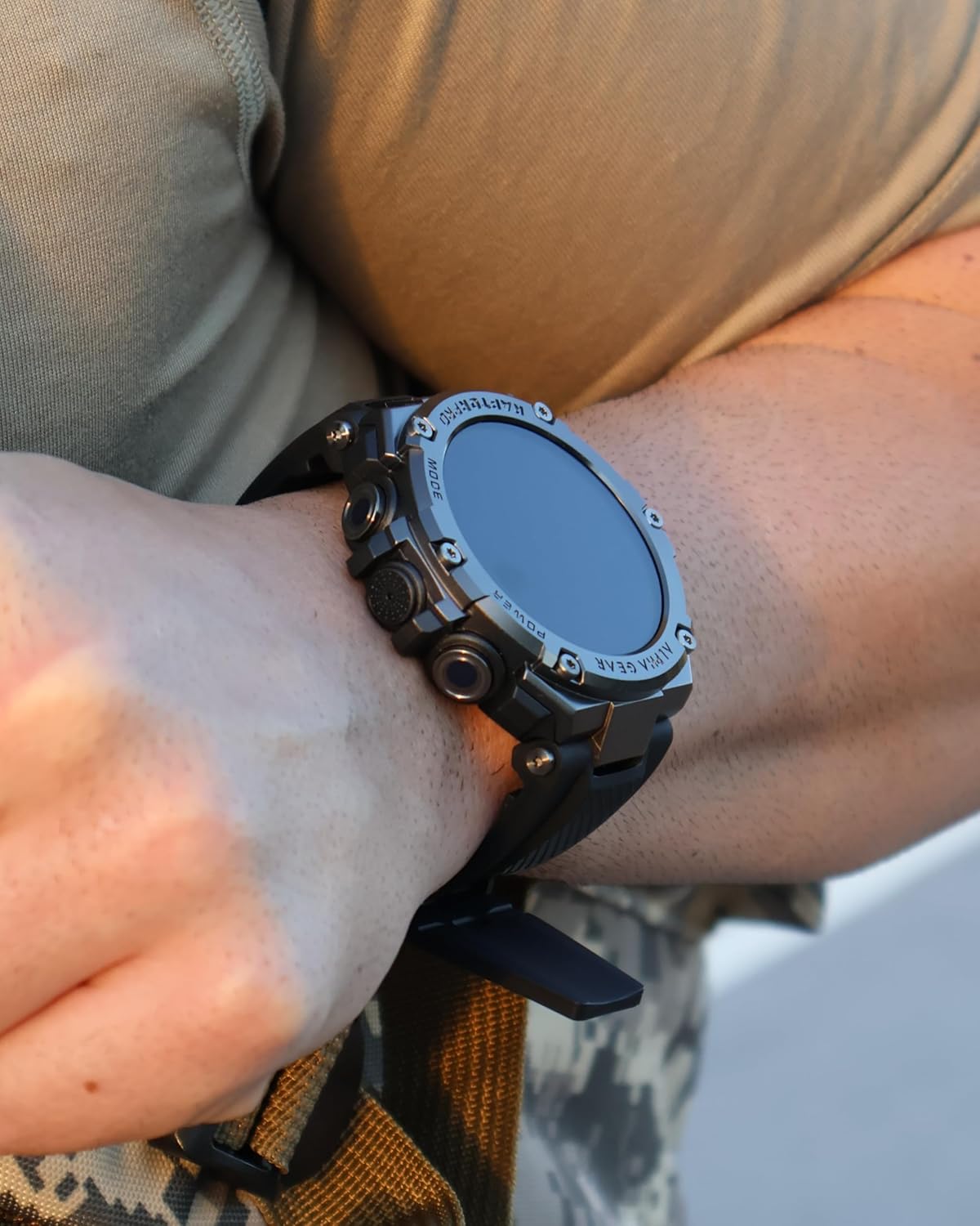 ALPHAGEAR Raptor PRO Smartwatch for iPhone & Android, Rugged Smart Watch (Answer/Make Call), Wellness Tracker with 1.58" AMOLED Screen, 10-1