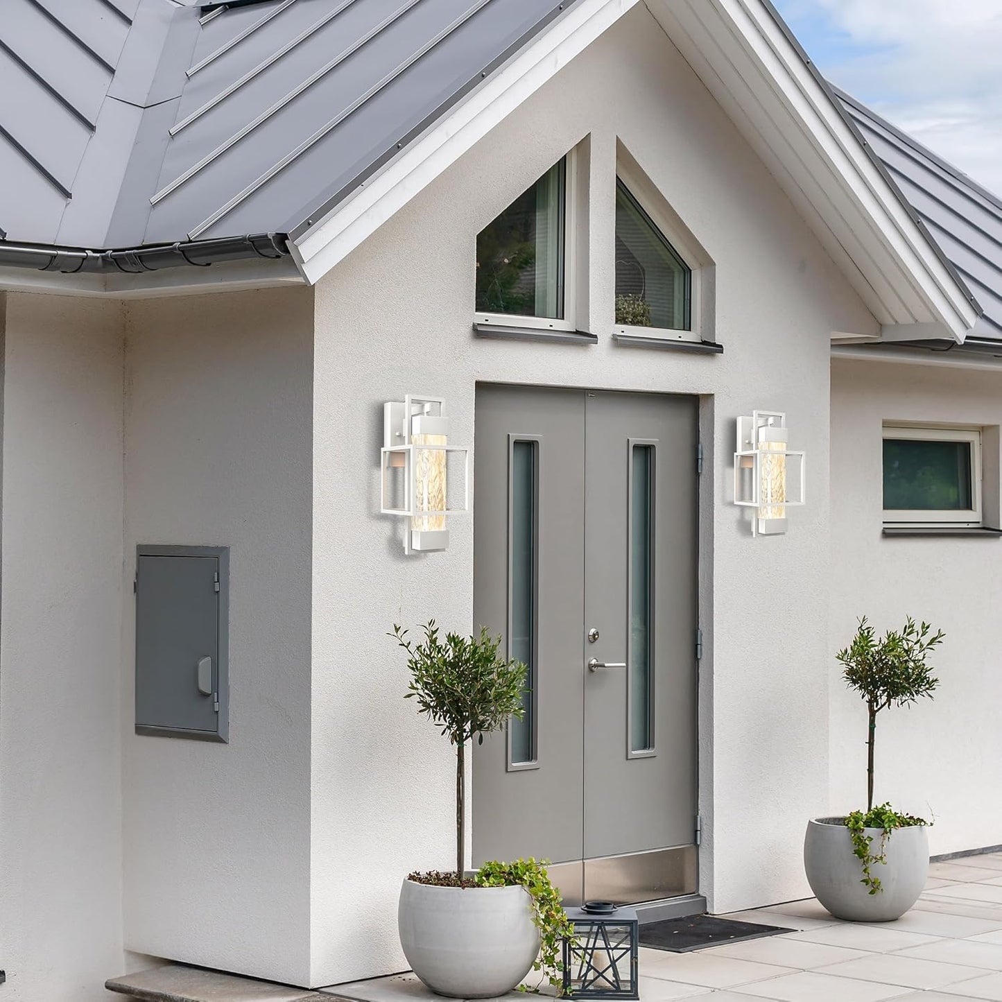 PARTPHONER Modern Outdoor Light Fixtures Dusk to Dawn Outdoor Lighting 2 Pack, 15" Exterior Wall Sconce Waterproof Porch Light, Outside Light for