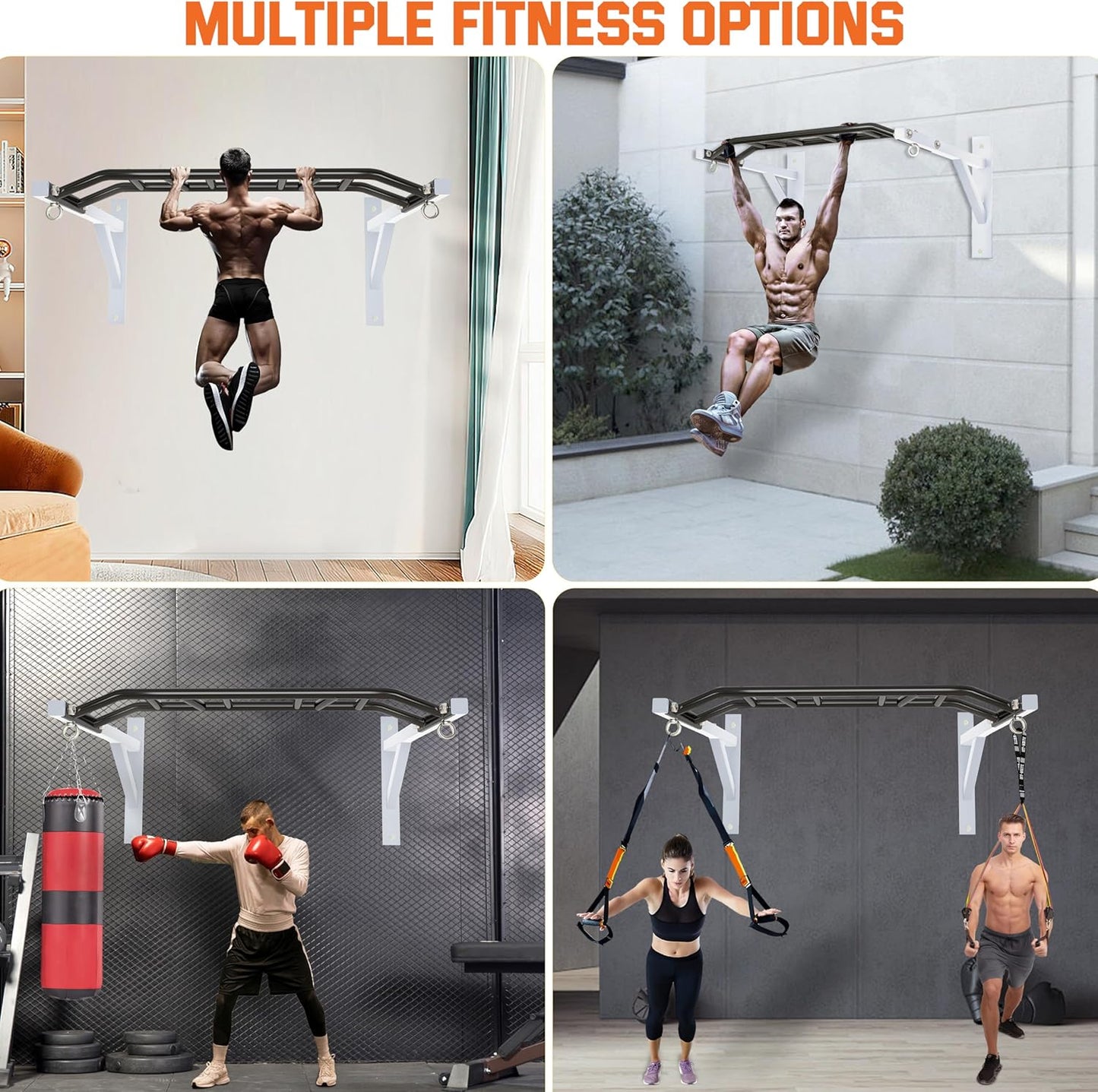 Pull Up Bar Wall Mounted,Heavy Duty Multi Grip Chin Up Bar for Strength Training, 600 lbs Capacity, Durable Steel Construction, Perfect for Home and