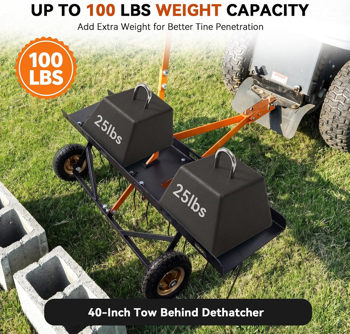 Tow Behind Dethatcher for Riding Mowers & ATVs Heavy Duty