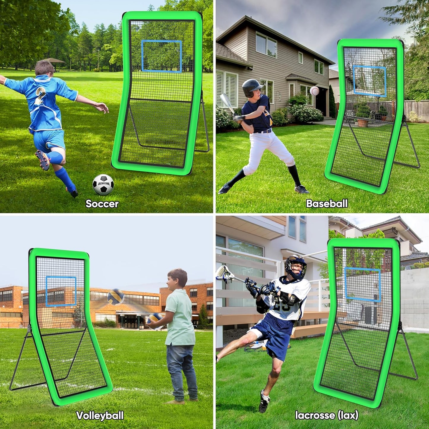 4x7FT Lacrosse Rebounder Volleyball Rebounder Net for Backyard with 5 Bounce Back Rebound, Product Custom Target Area for Lacrosse Lax Volleyball