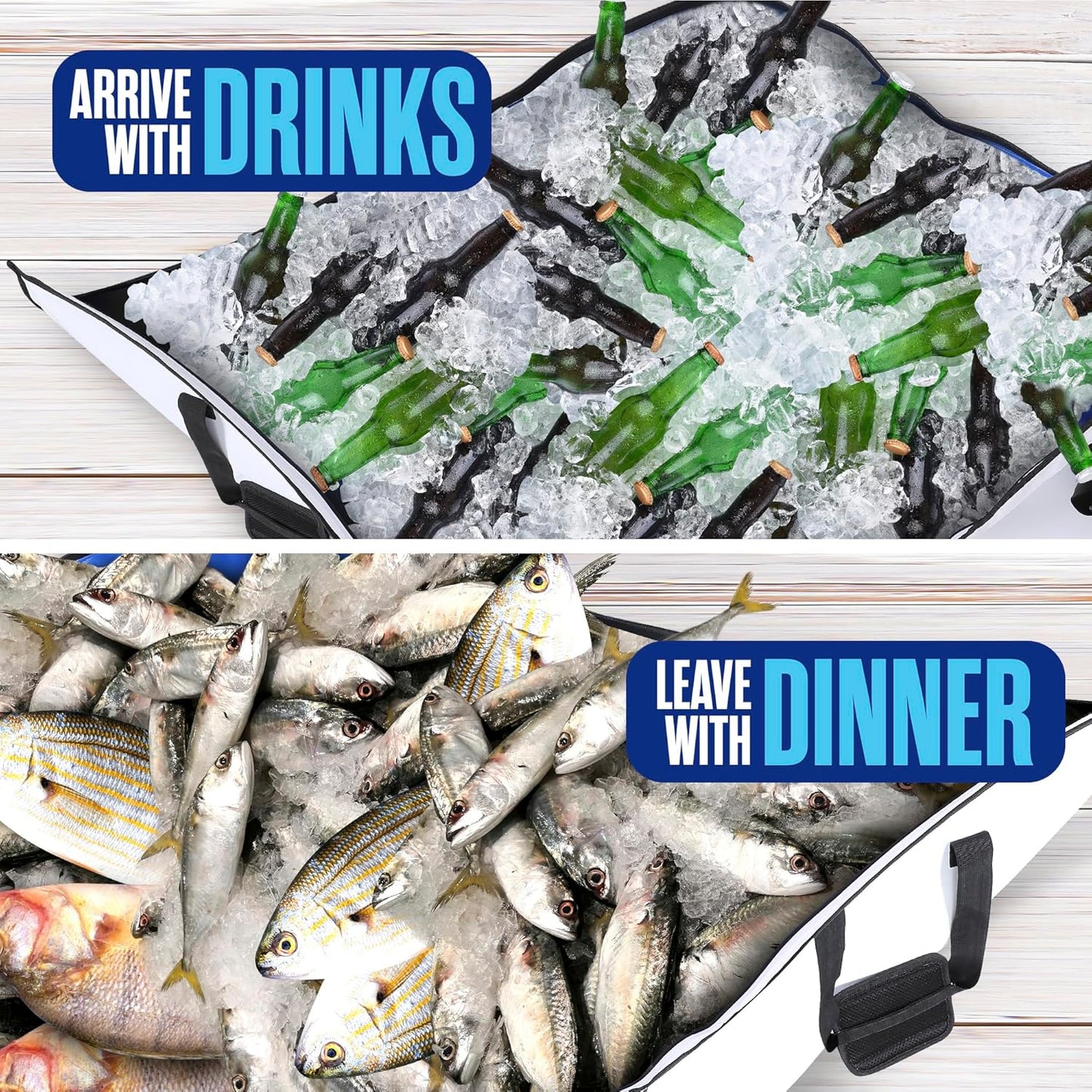 Fish Bag, Insulated Fishing Cooler, Leakproof Kill Bags, 71.3"x30", 240QT, White, Waterproof Collapsible Ice Chest, for Catfish, Salmon,