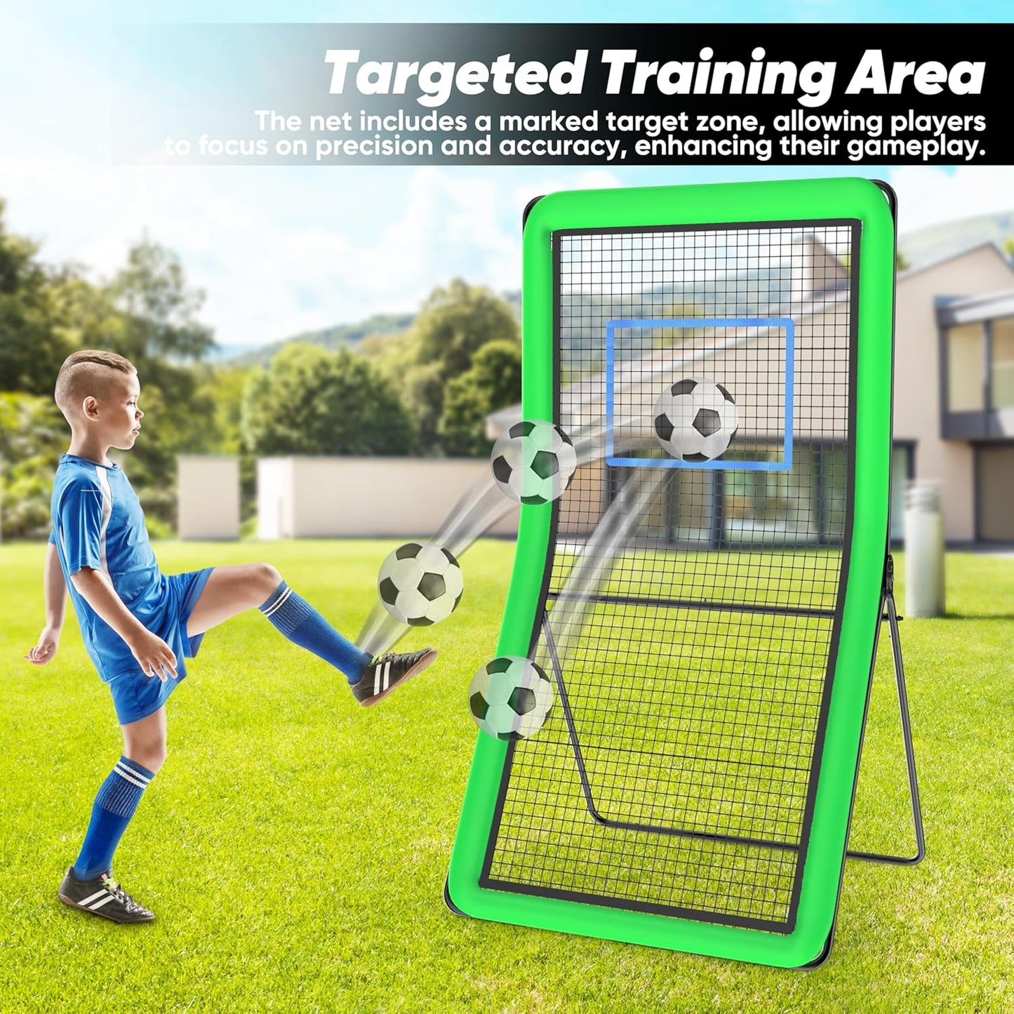 4x7FT Lacrosse Rebounder Volleyball Rebounder Net for Backyard with 5 Bounce Back Rebound, Product Custom Target Area for Lacrosse Lax Volleyball