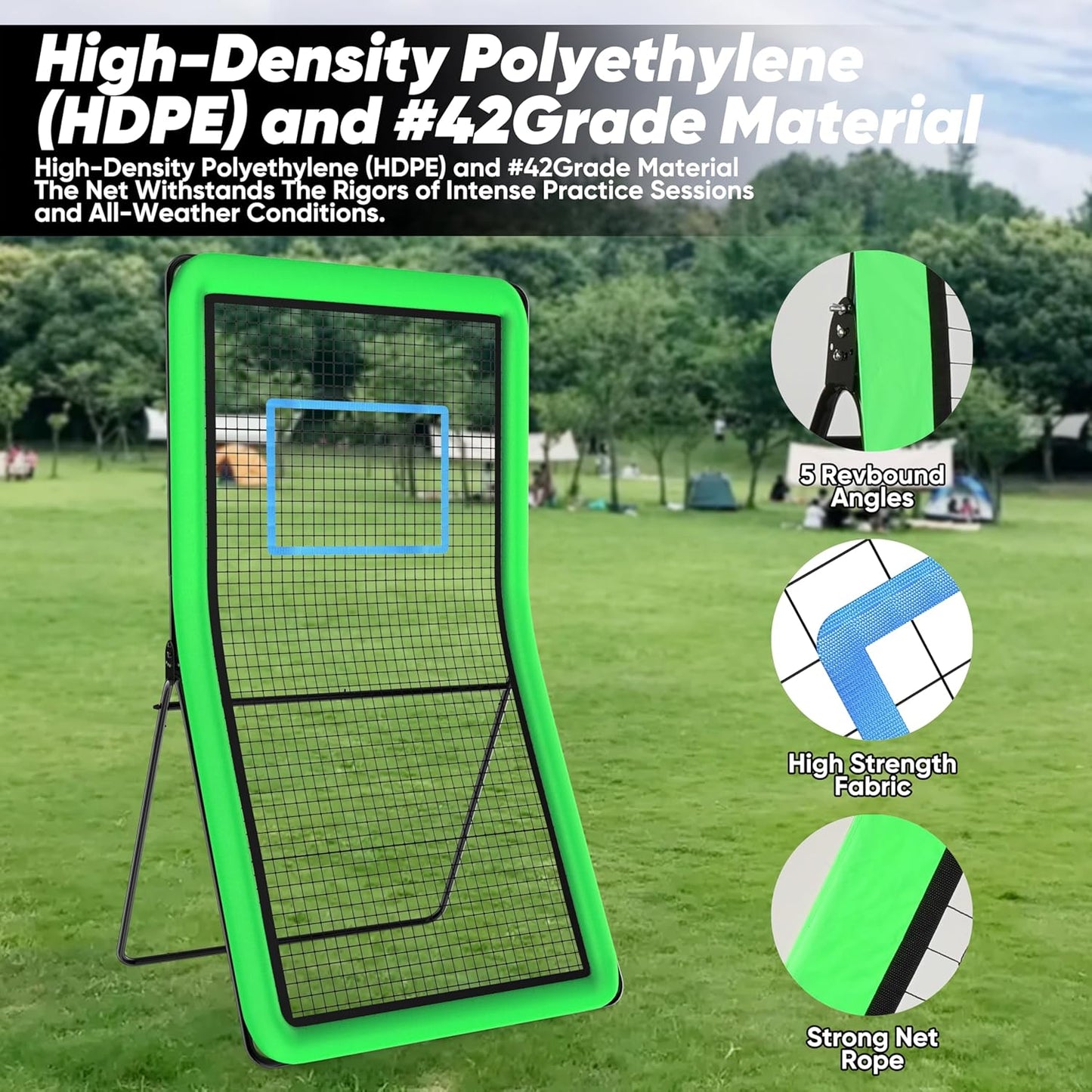 4x7FT Lacrosse Rebounder Volleyball Rebounder Net for Backyard with 5 Bounce Back Rebound, Product Custom Target Area for Lacrosse Lax Volleyball