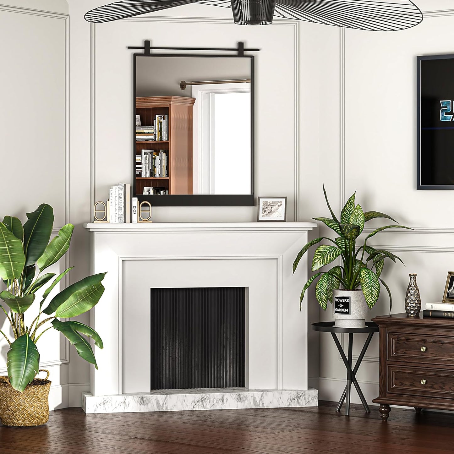 Black Metal Framed Mirror for Bathroom 28x20