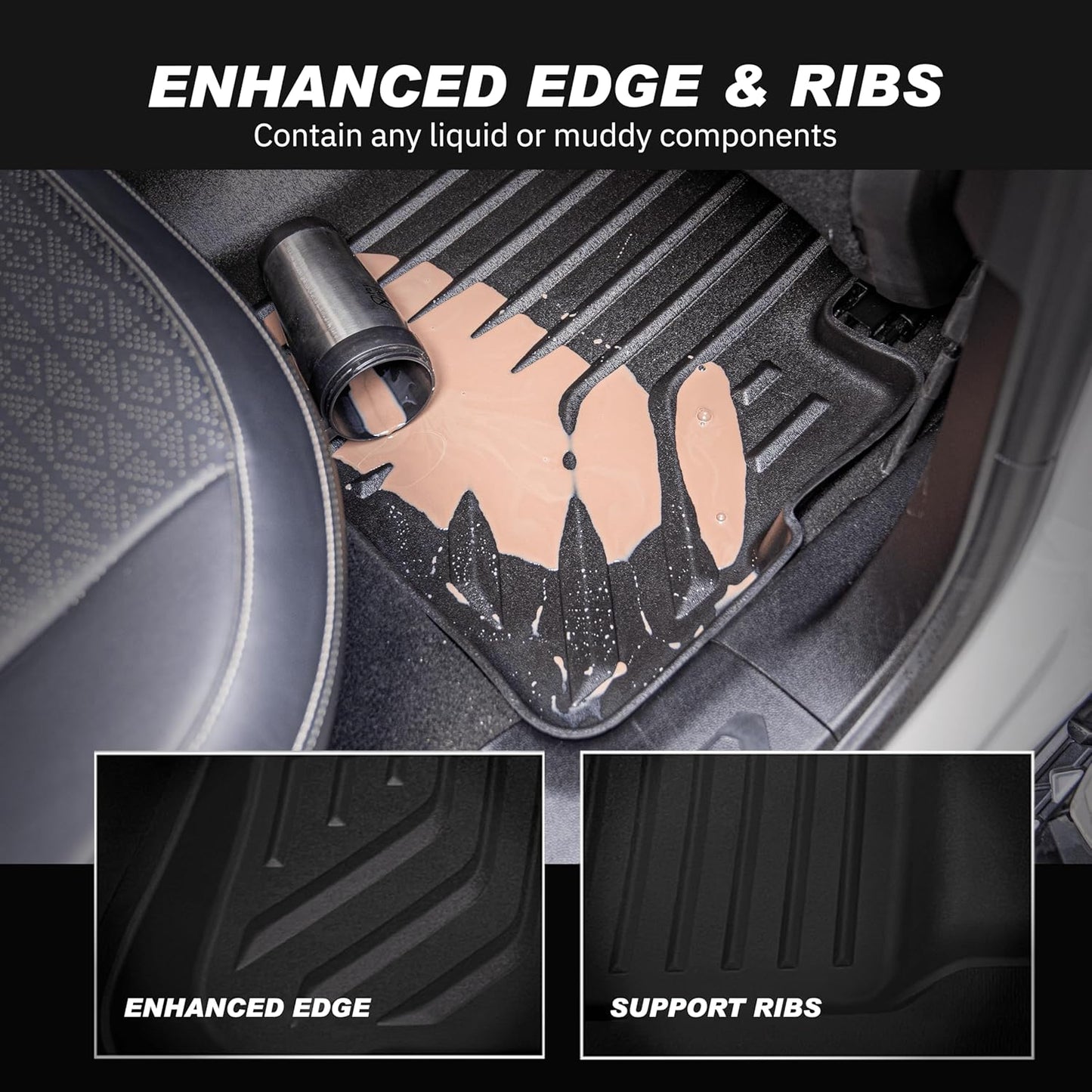 Premium MAXPRO Floor Mats for 2019-2023 BMW X1 1st&2nd Row Complete Set All Weather Mat Waterproof TPE Floor Liners Custom Fit Automotive Floor Mats BMW X1 Accessories Car Mats Full Set SUV Protection Floor Liner 1st and 2nd Row