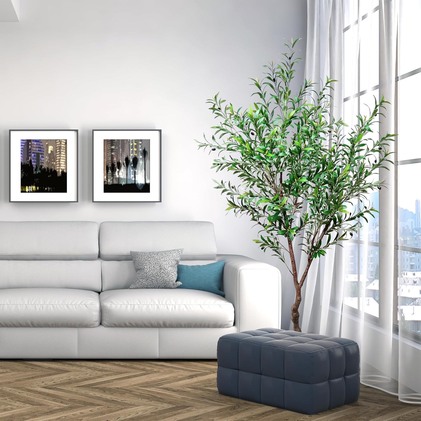 7Ft Artificial Plant Faux Olive Tree, Small Olive Tree, Olive Trees Artificial indoor