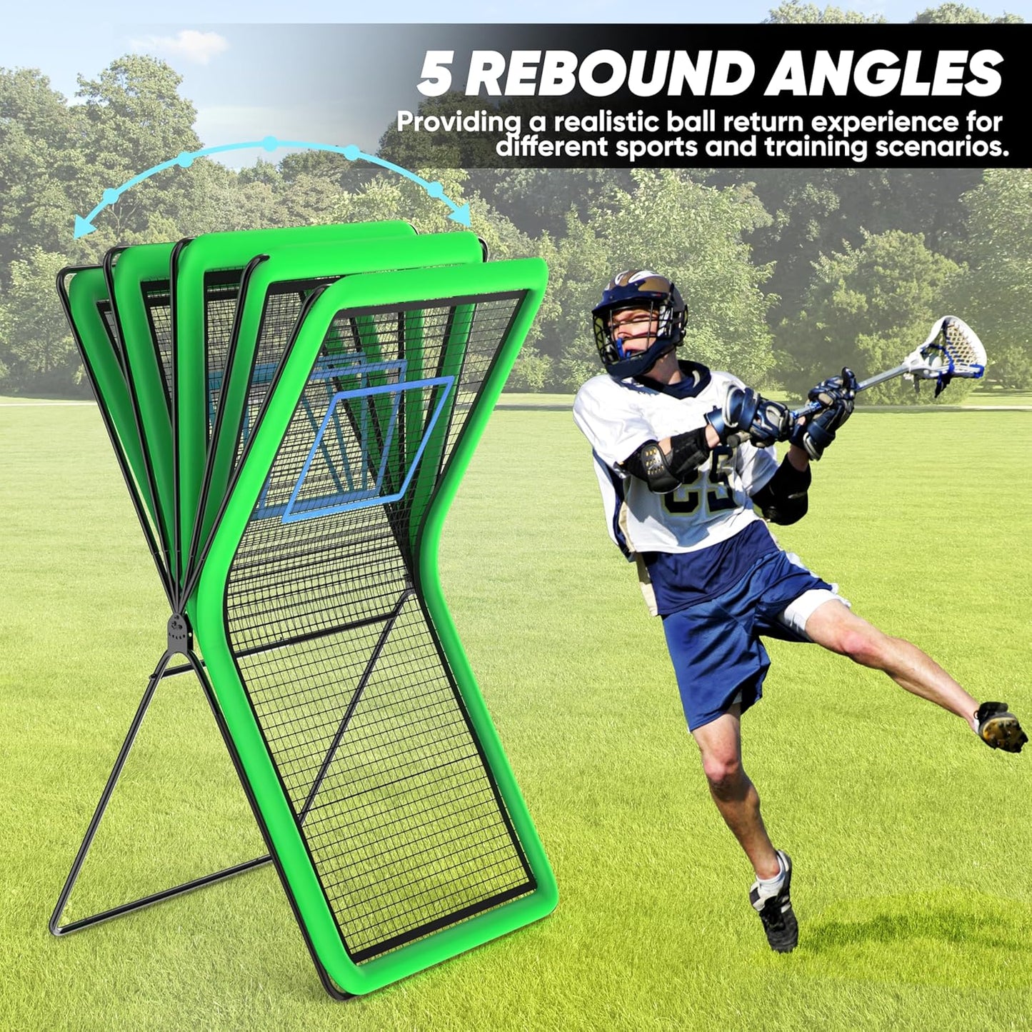 4x7FT Lacrosse Rebounder Volleyball Rebounder Net for Backyard with 5 Bounce Back Rebound, Product Custom Target Area for Lacrosse Lax Volleyball