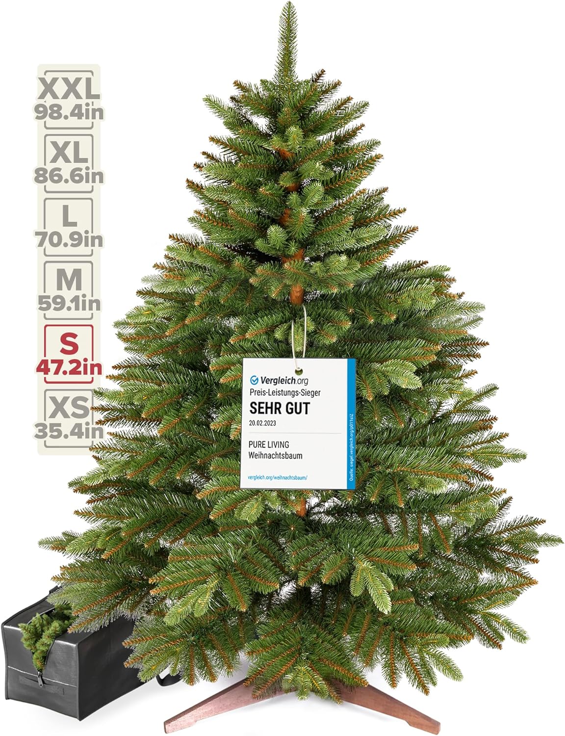 Artificial Christmas Tree 4ft - Premium Realistic Artificial Christmas Tree Looks Real Wooden Stand and Storage Bag - Xmas Tree - Artificial