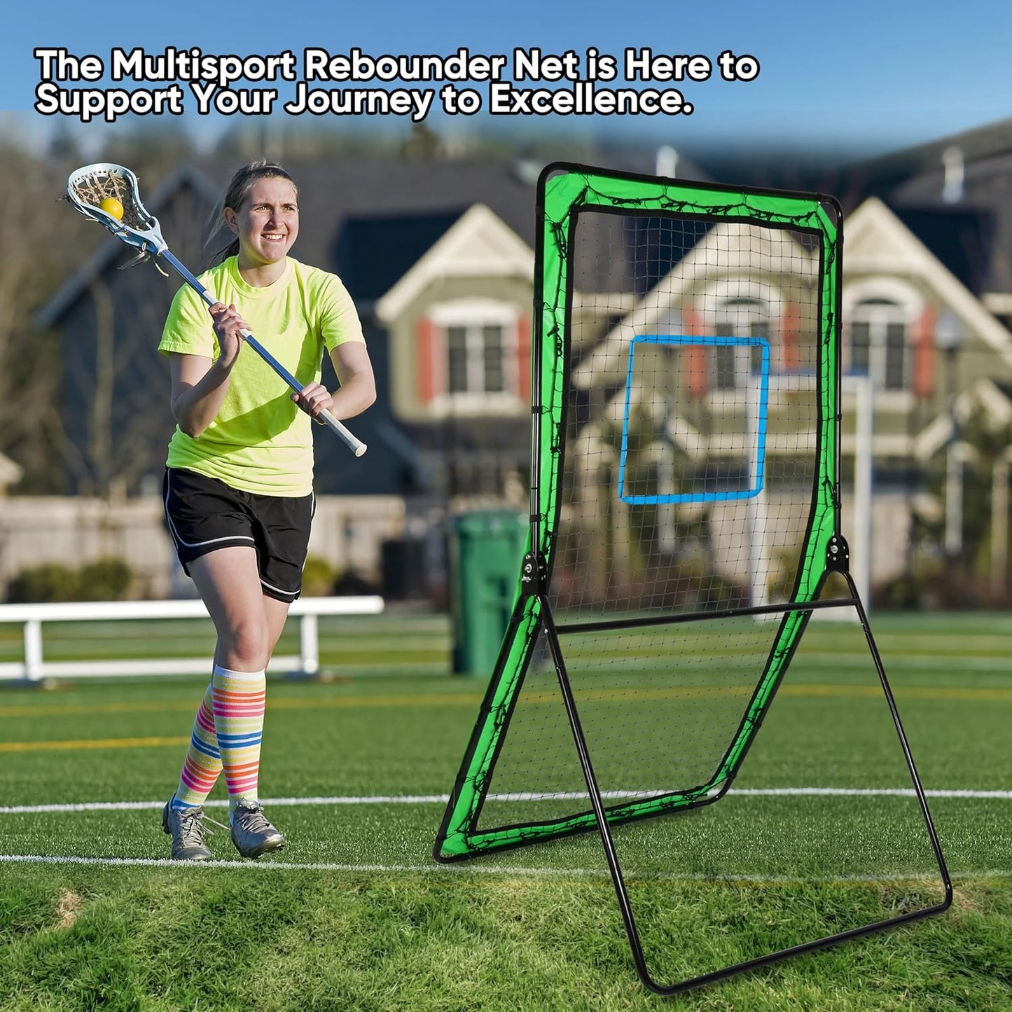 4x7FT Lacrosse Rebounder Volleyball Rebounder Net for Backyard with 5 Bounce Back Rebound, Product Custom Target Area for Lacrosse Lax Volleyball