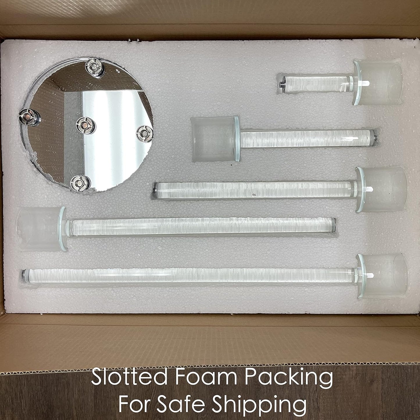 23 Inch Glass Candelabra (58CM) Tall 5-Cup Crystal Solid Glass Tube Rod Supported Votive Candelabra