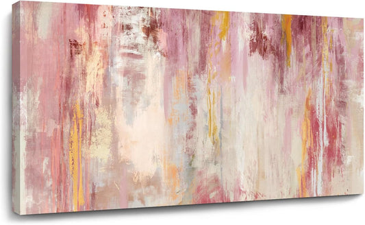 Kureful Abstract Canvas Wall Art Large Wall Decor Pink Wall Paintings for Bedroom Living Room Office Gold Artwork Picture 30x60 Inch