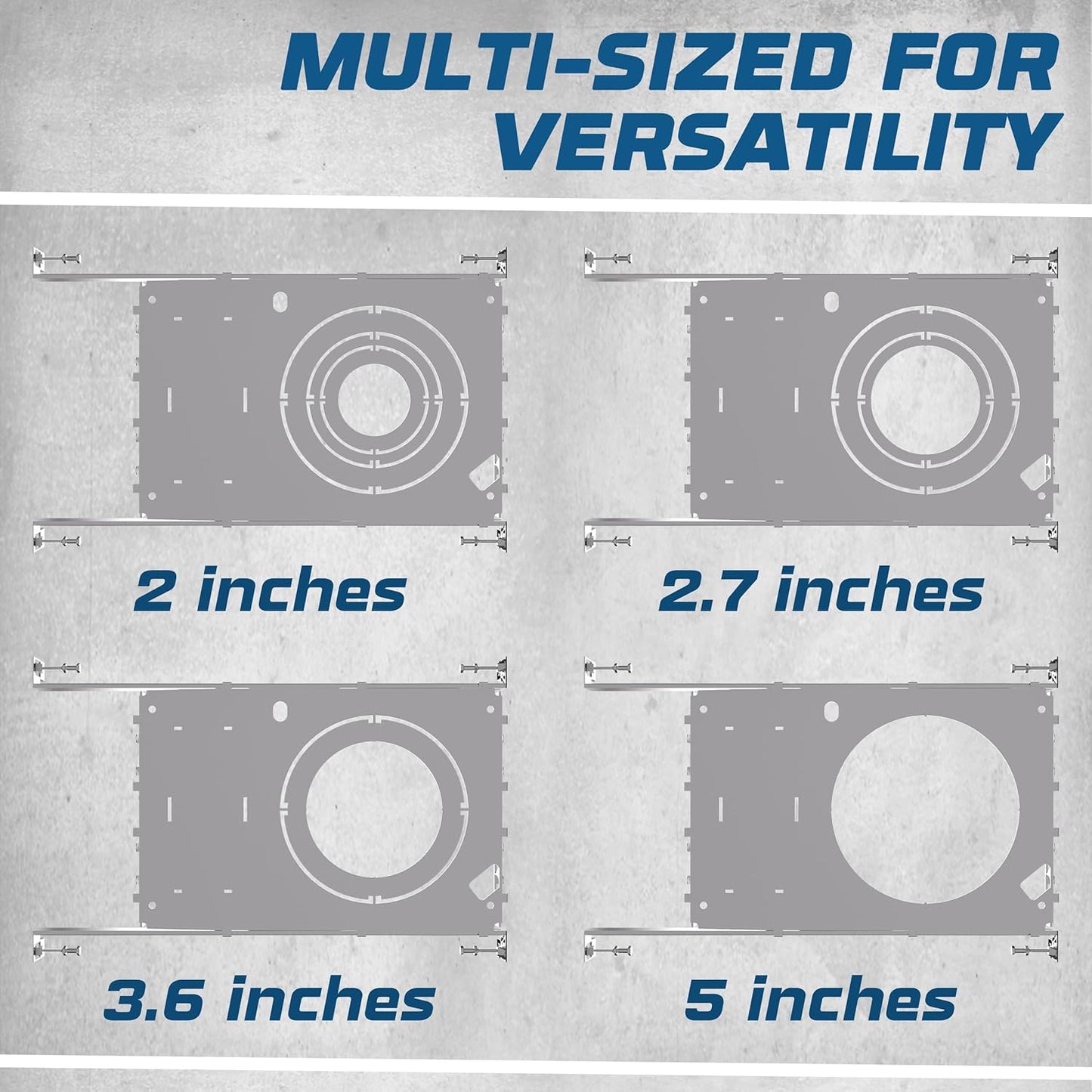 OHLECTRIC Recessed Light Mounting Plate, Rough-in Plates. Multi-Size 2” 3” 3.½” 4” Adjustable Symmetric Holes - Recessed LED Rough-in Bracket. Extendable Hanger Bars from 13” - 25”. (6 Pack)