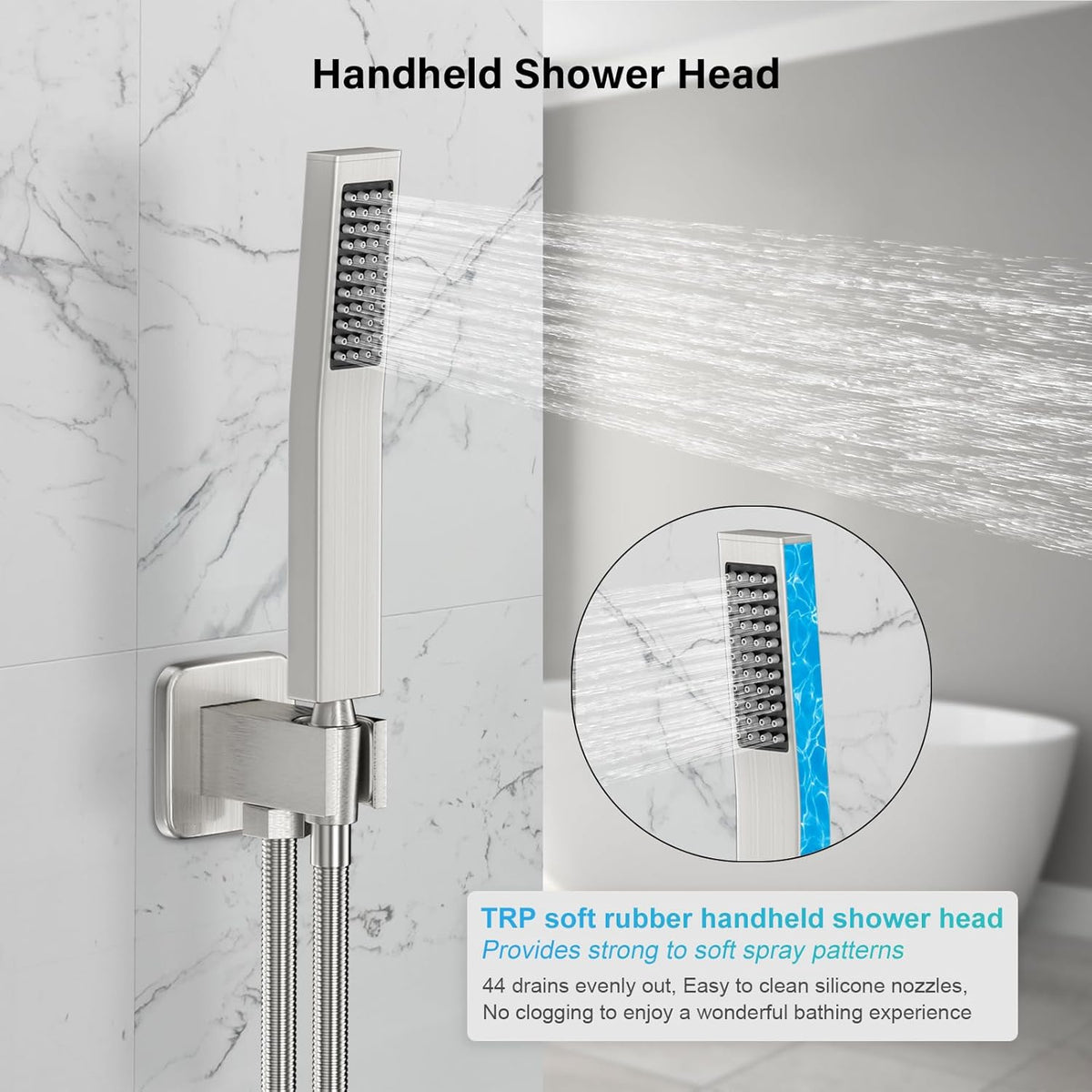 Shower Faucet Set Bathroom Square Rain Shower Head and Handle Set, Wall Mounted Shower Fixtures With Shower Valve and Trim Kit 12 inch Brushed Nickel Brushed Nickel 12 Inch Wall Mount