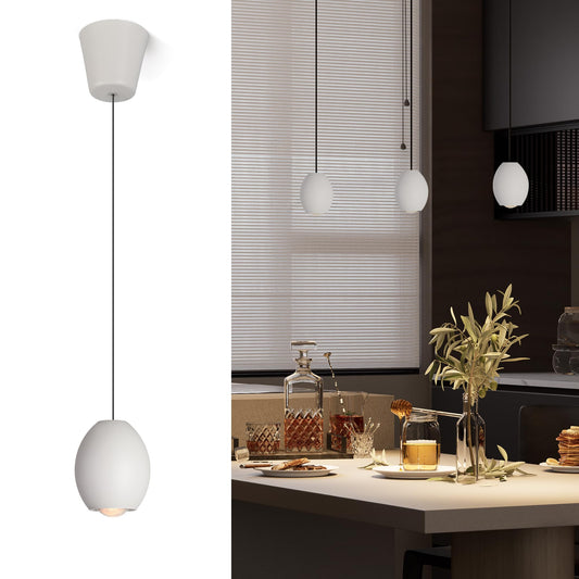 LED Mini Pendant Light 7W Dimmable Retractable Design Free Lifting CRI 97 Anti-Glare Matte White Aluminum Ceiling Hanging Spotlight