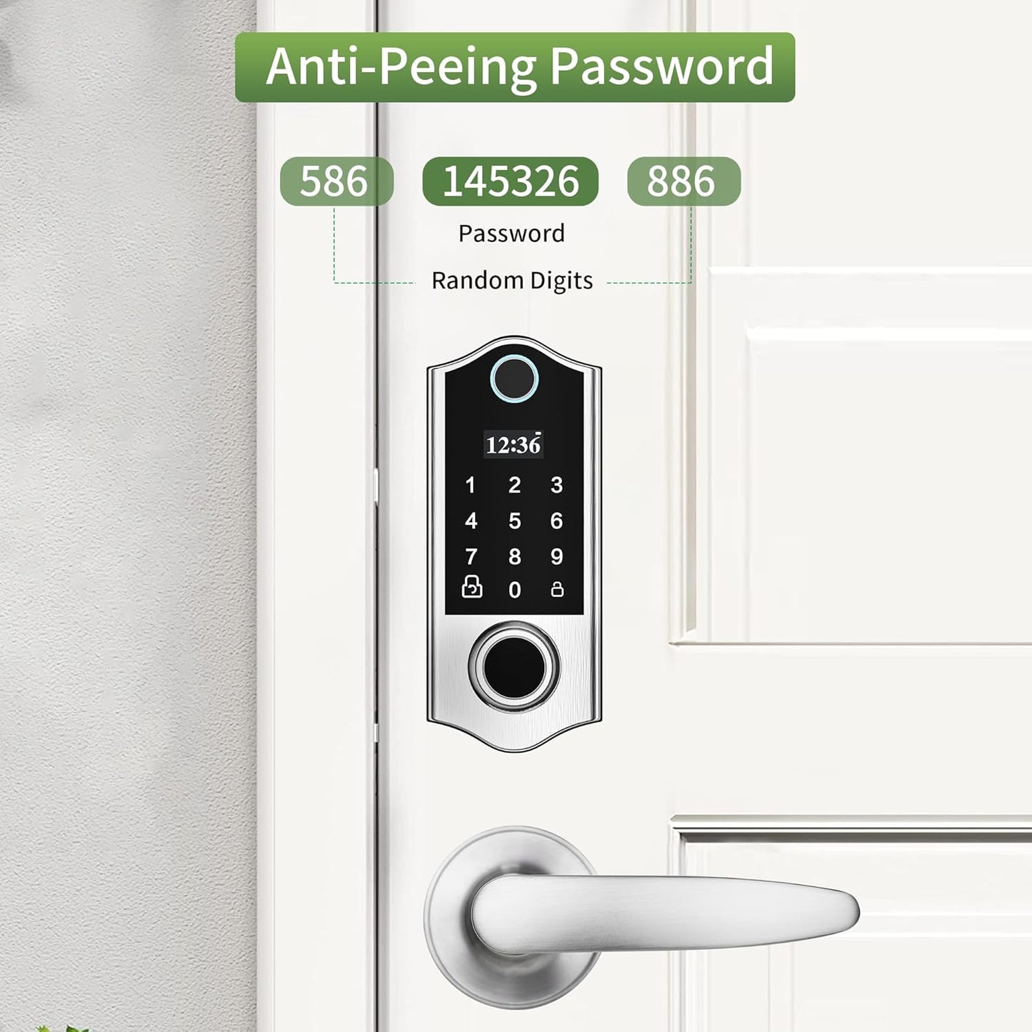 Harfo Fingerprint Door Lock with 2 Lever Handles, Smart Door Lock, Keyless Entry Door Lock, Door Locks with Keypads, Front Door Lock Set, Keypad Door