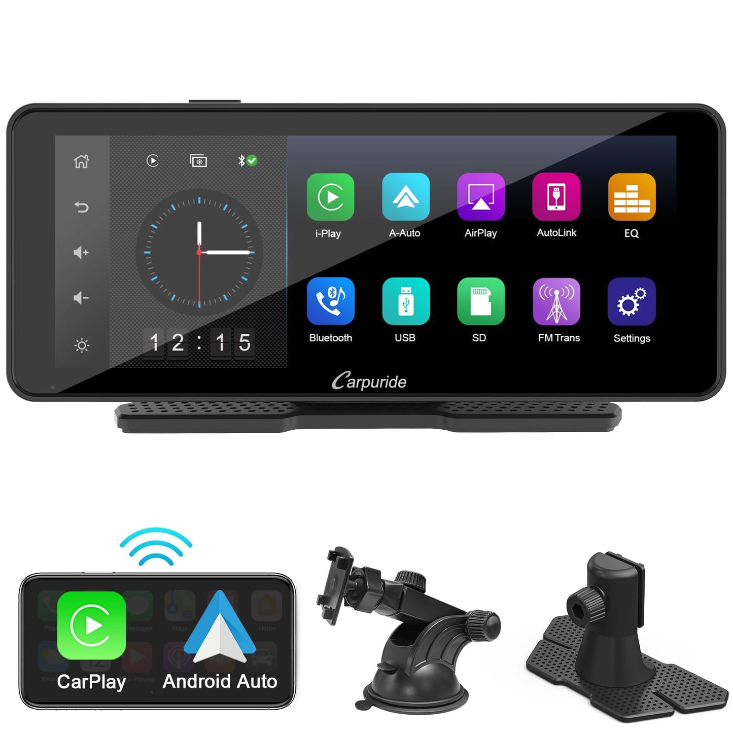 Portable Apple Carplay Wireless Car Stereo with Light Sensing