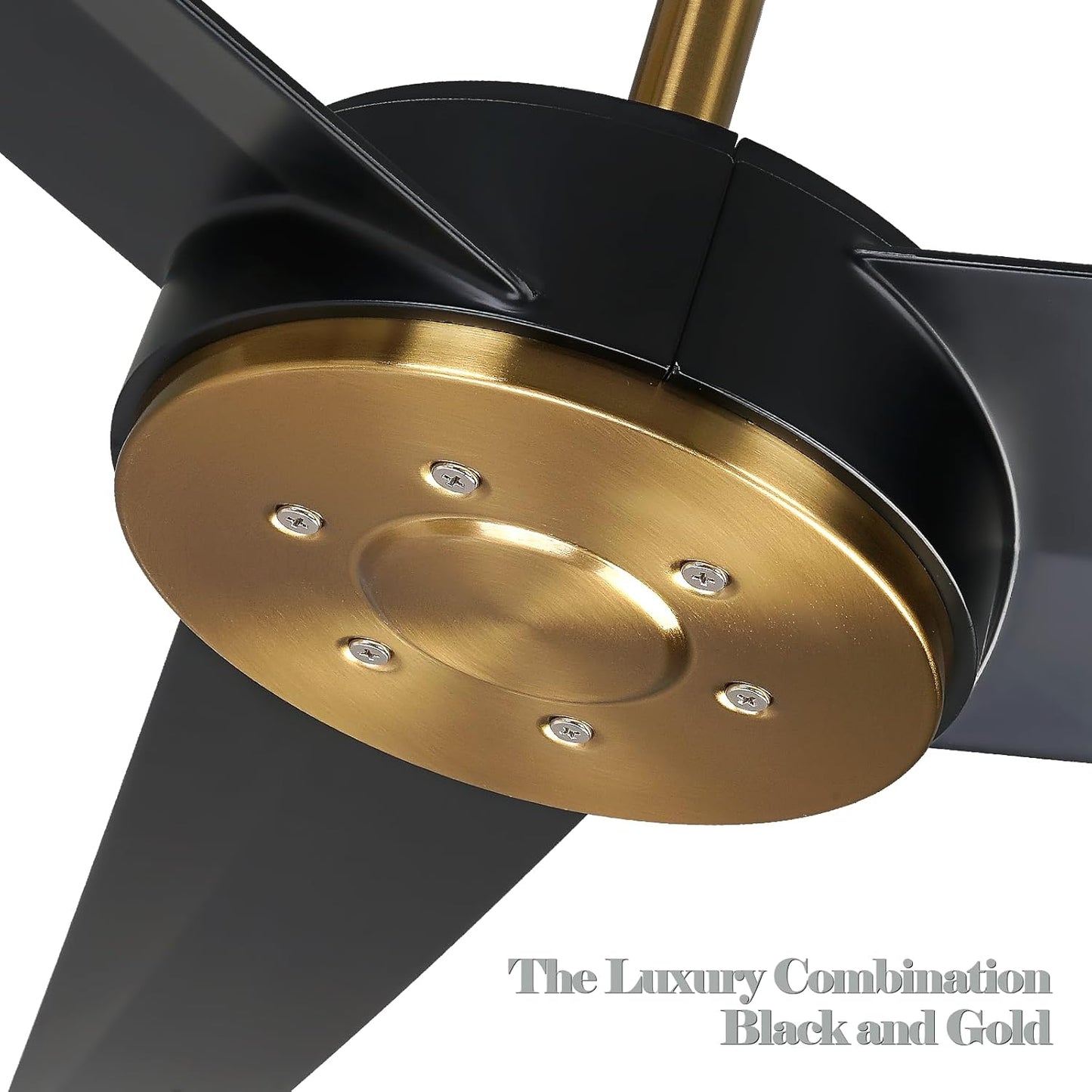 LEEAGLEGRY 52" Ceiling Fan with no Light,3 Blades/6-speed/Timer/Quiet DC Motor,Indoor/Outdoor for Bedroom,Living Room,Kitchen,Outdoor,Patio,Porch,Black and Gold