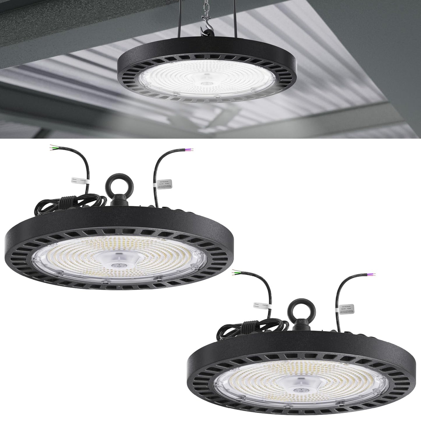 Sunco UFO LED High Bay Light, 240W, 34800 Lumens, 5000K 100-277V Dimmable 0-10V, Ultra Bright Commercial Shop Lights for Warehouse, Factory, Workshop, Garage & Barn, Ceiling Mount, UL 2 Pack 5000K Daylight 2 Pack