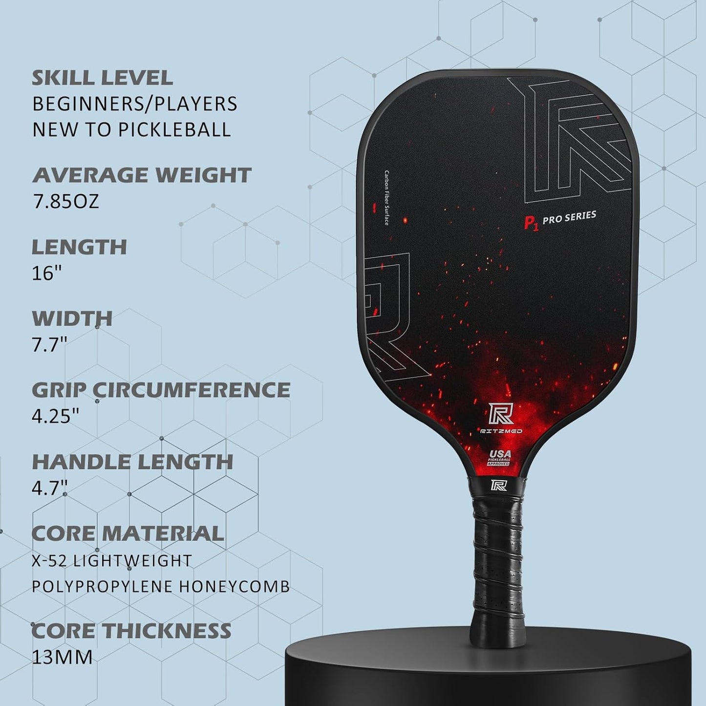T-300 Carbon Fiber Pickleball Paddles Set of 4 USAPA Certified with Spin Texture, set of 4.