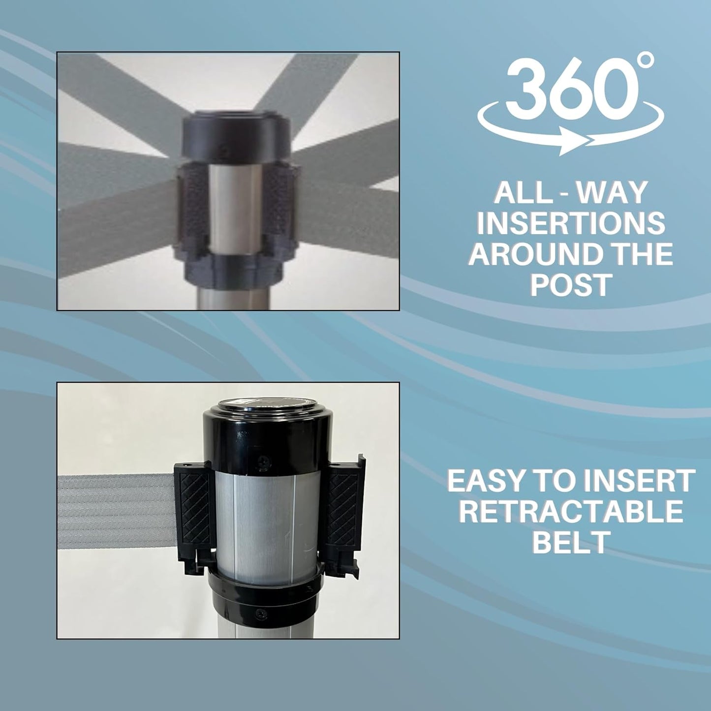 Crowd Control 40.5' Tall Stanchions with 6.5 Foot Retractable Belt