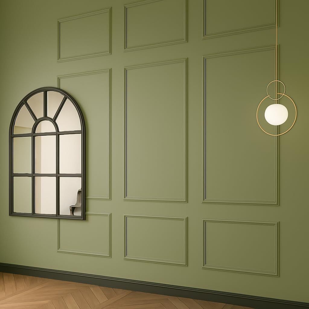 Wall Molding Kit, Premade Wainscoting Panels, Picture Frame Moulding, Pre Cut Trim Kit, Wainscot for Home Decoration, 9 Frames, Factory Primed White